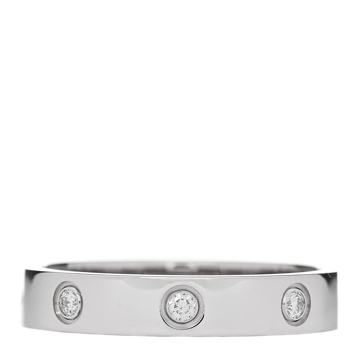18K White Gold 8 Diamond 4mm Wedding Band LOVE Ring 59 8.75 - Image 3