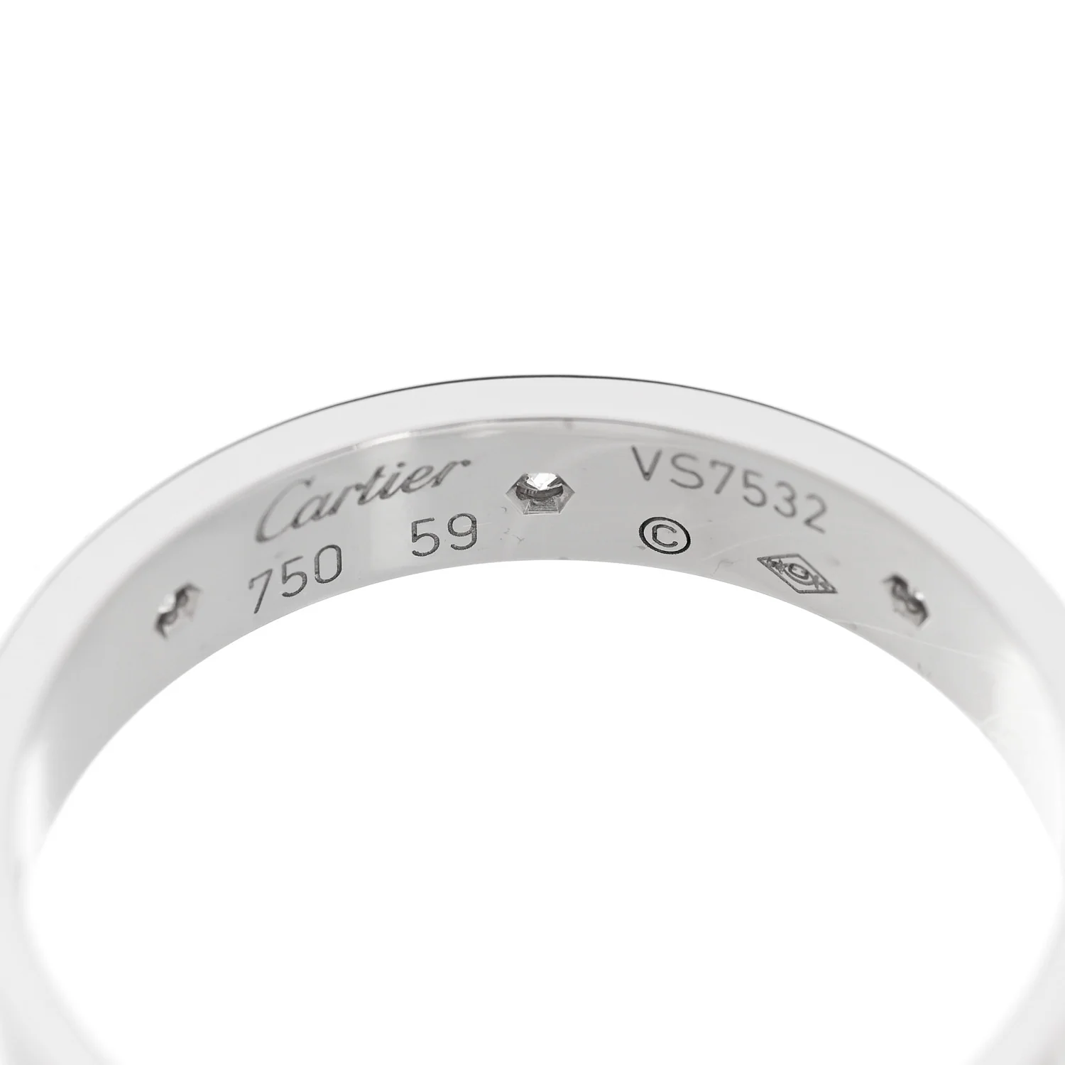 18K White Gold 8 Diamond 4mm Wedding Band LOVE Ring 59 8.75 - Image 4