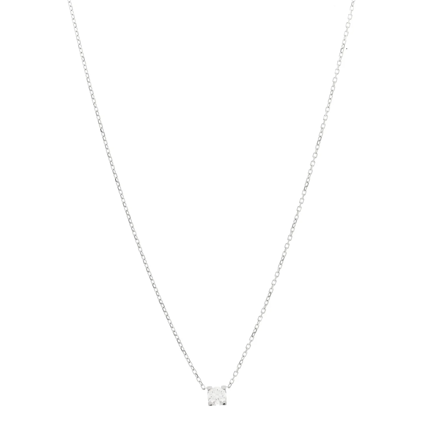 18K White Gold Diamond .24ct C De Cartier Pendant Necklace