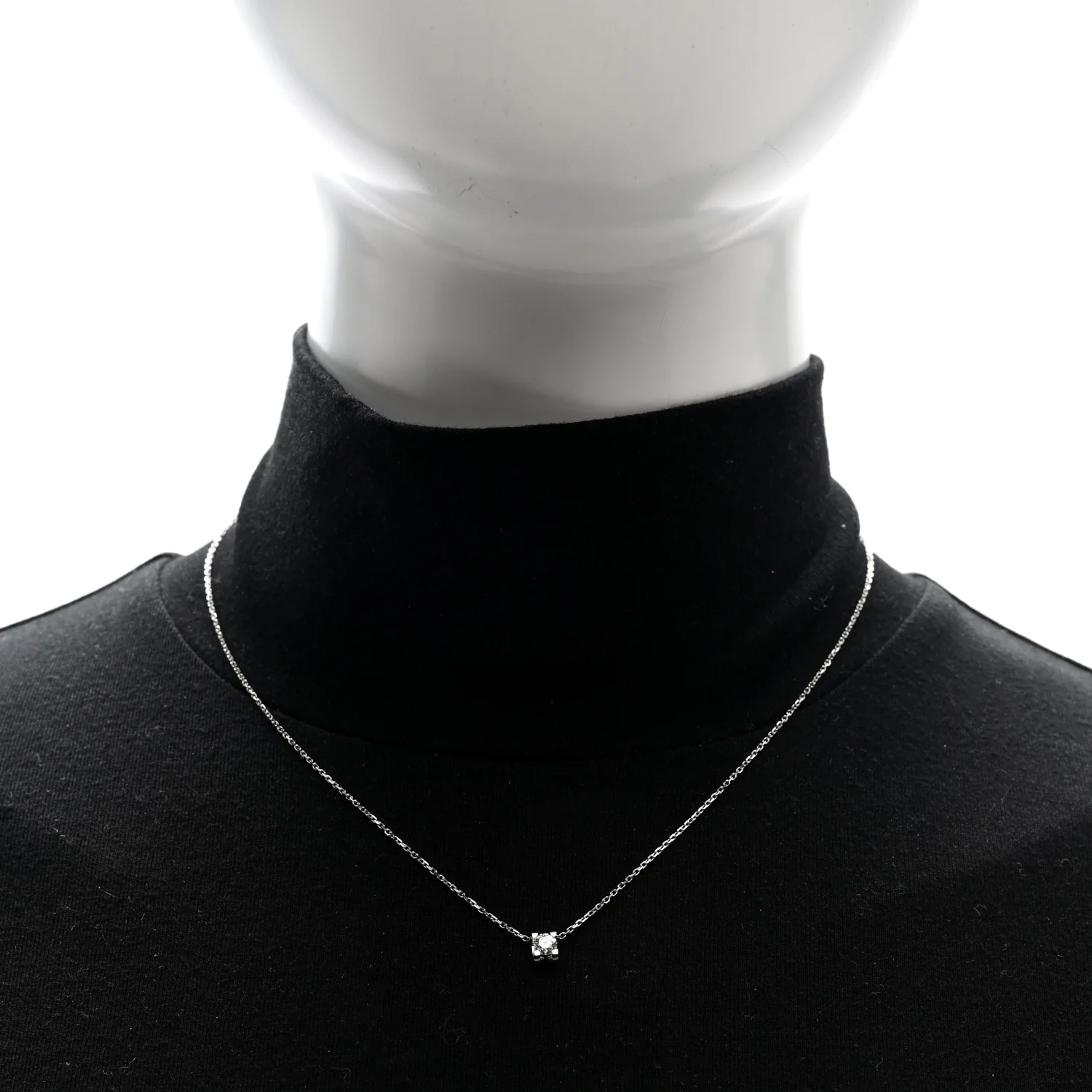 18K White Gold Diamond .24ct C De Cartier Pendant Necklace - Image 2