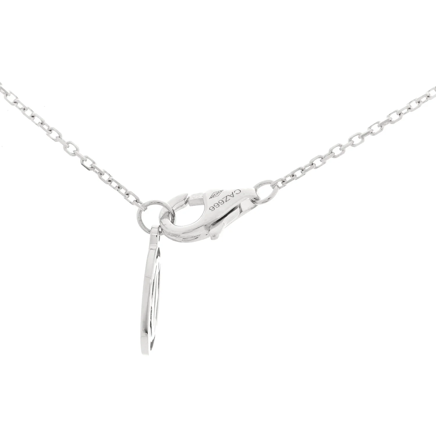 18K White Gold Diamond .24ct C De Cartier Pendant Necklace - Image 4