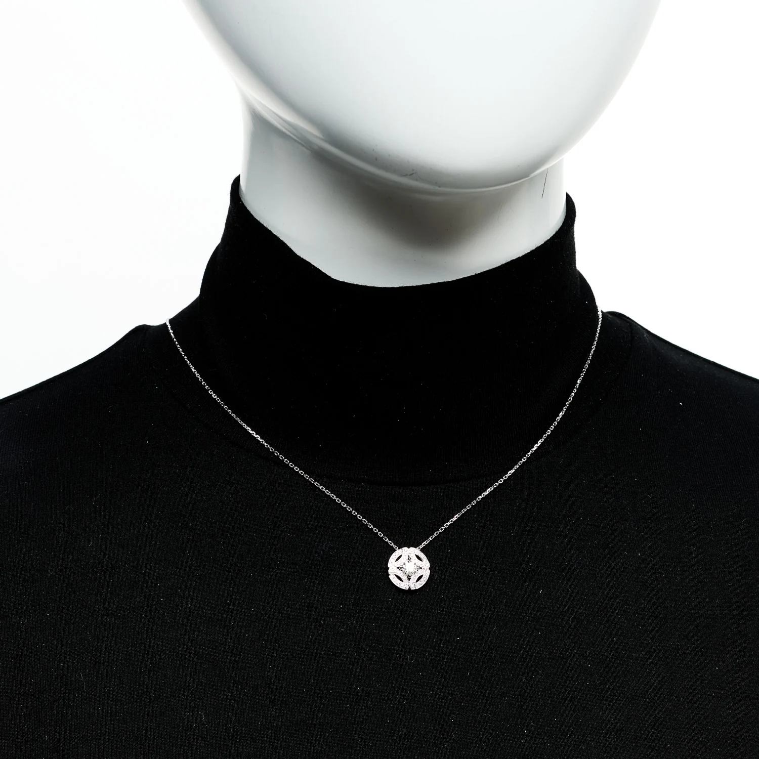 18K White Gold Diamond .30ct Galanterie de Cartier Paved Pendant Necklace - Image 2