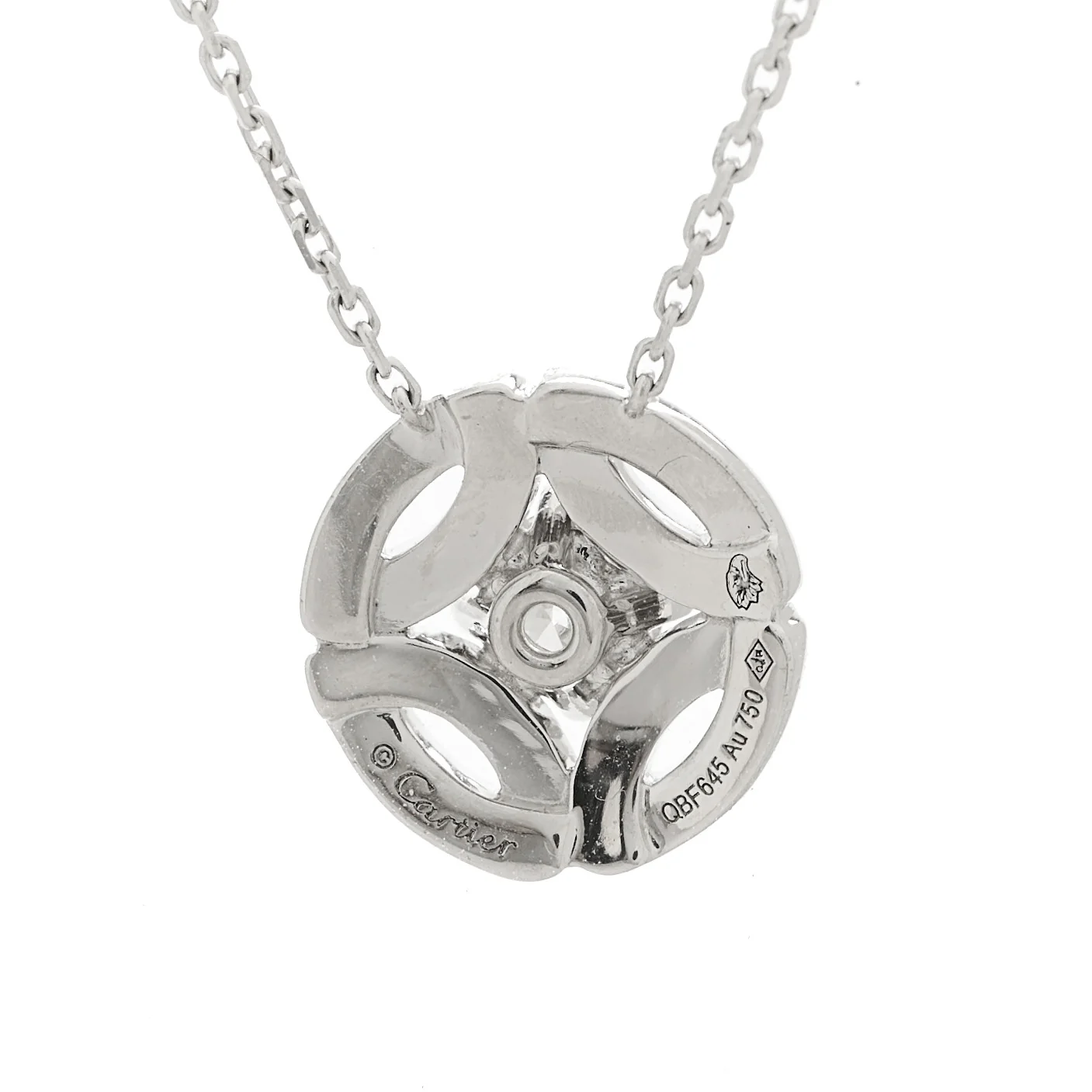 18K White Gold Diamond .30ct Galanterie de Cartier Paved Pendant Necklace - Image 5