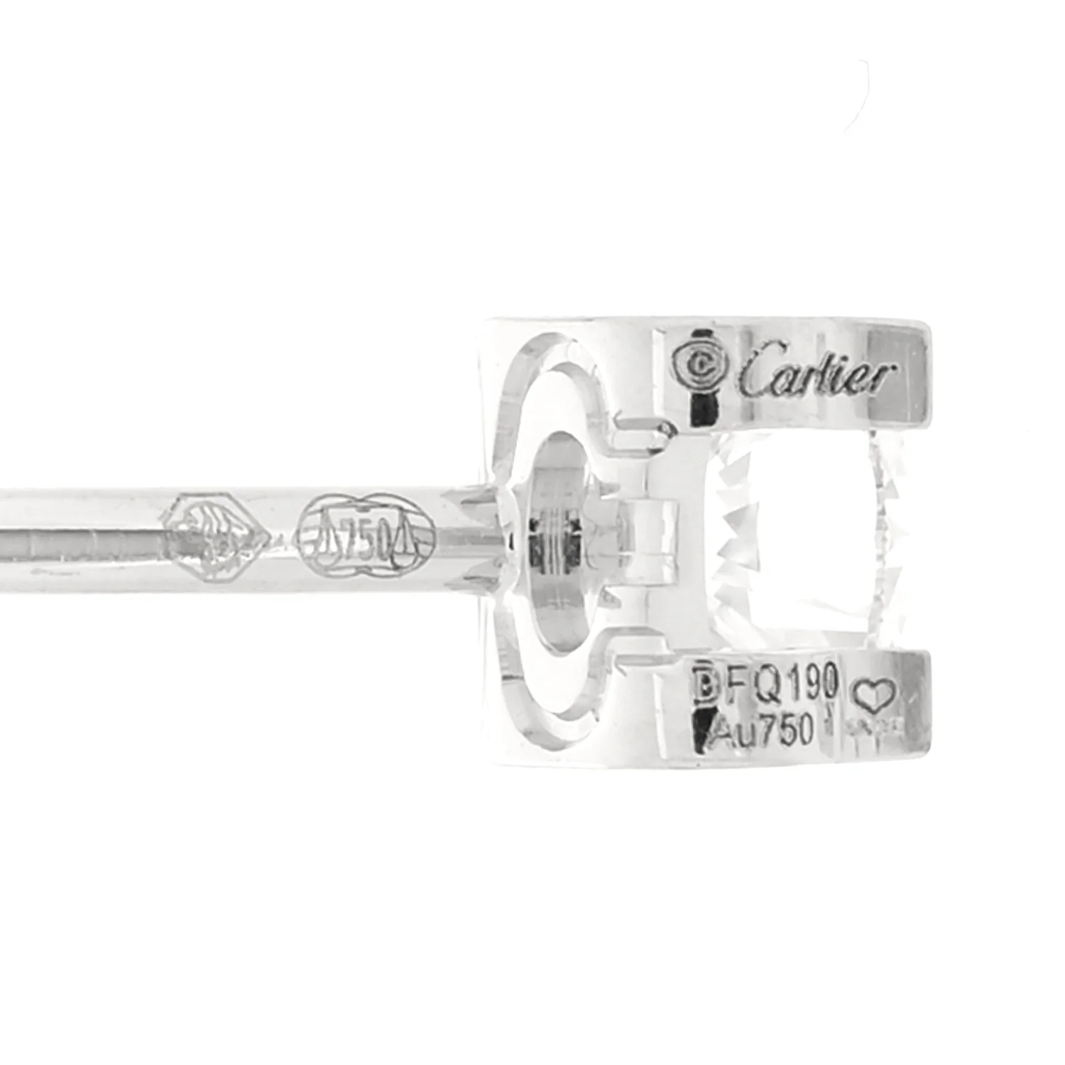 18K White Gold Diamond .46ctw C De Cartier Earrings - Image 4