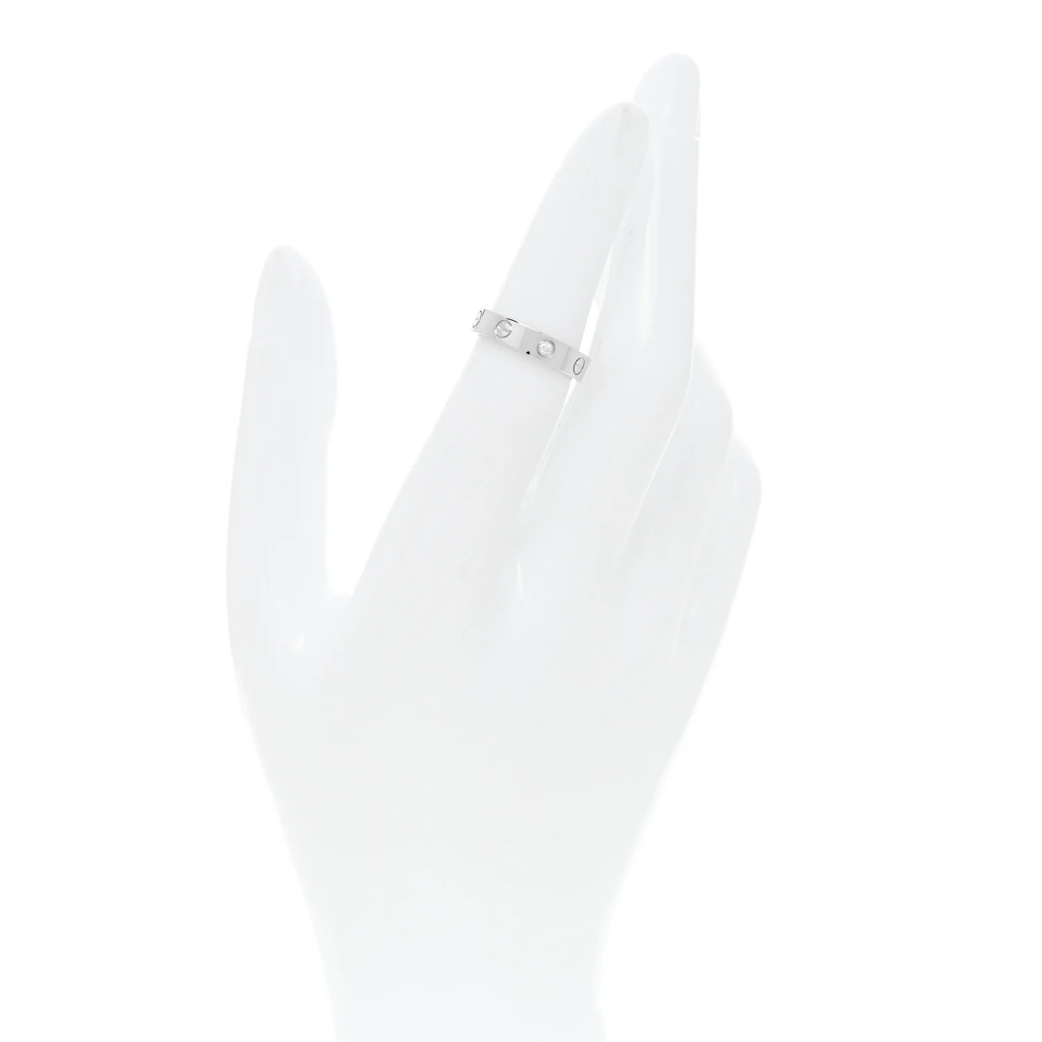 18K White Gold Diamond 4mm LOVE Wedding Band Ring 49 5 - Image 2