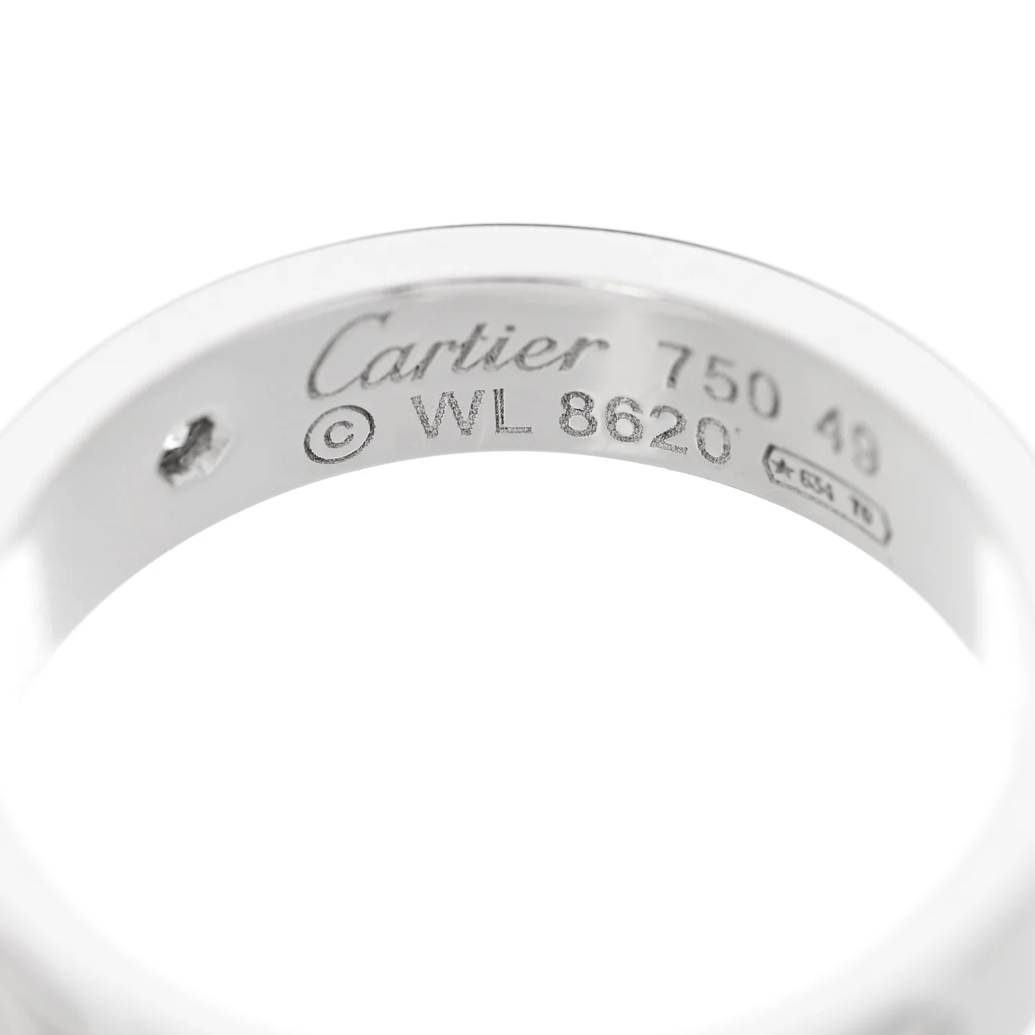 18K White Gold Diamond 4mm LOVE Wedding Band Ring 49 5 - Image 4