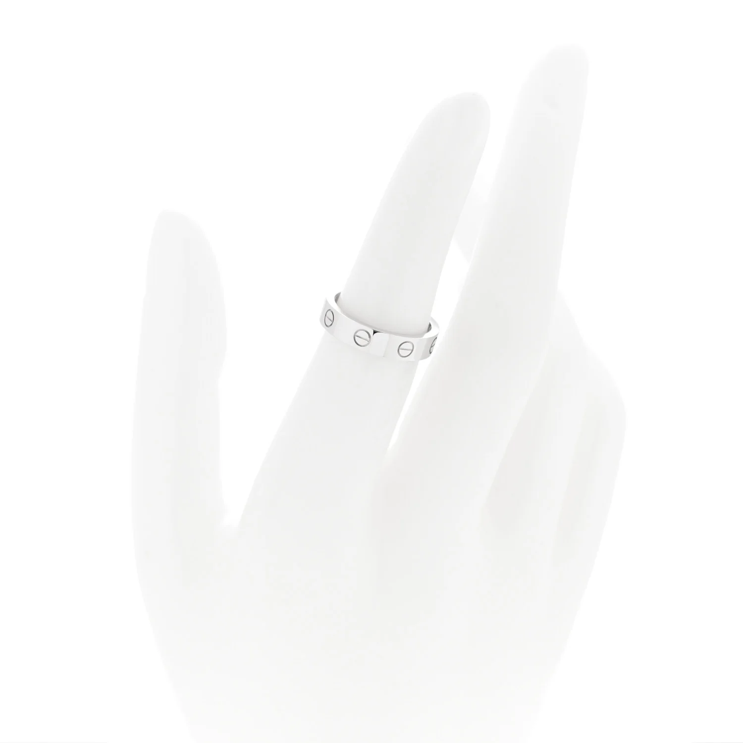 18K White Gold Diamond 4mm LOVE Wedding Band Ring 50 5.25 - Image 2