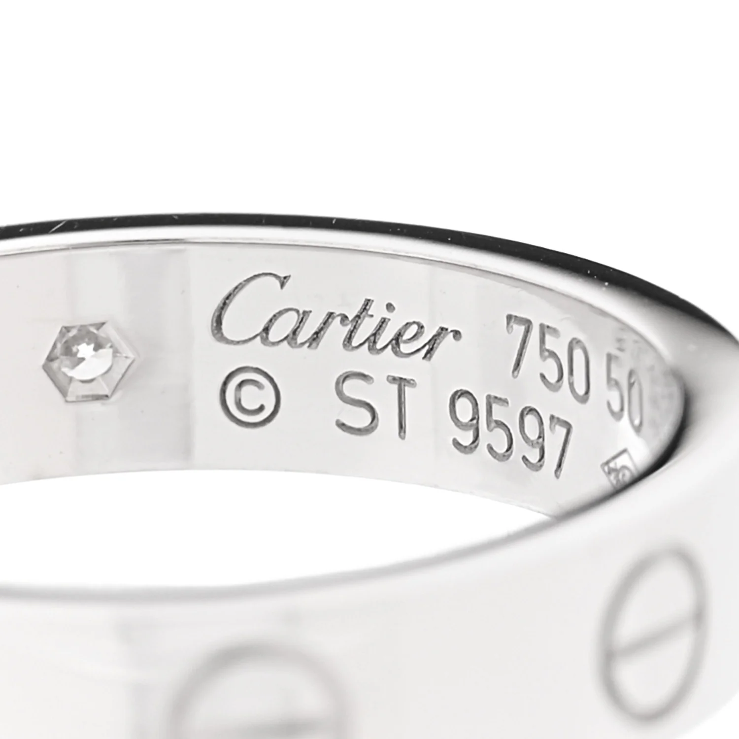 18K White Gold Diamond 4mm LOVE Wedding Band Ring 50 5.25 - Image 4