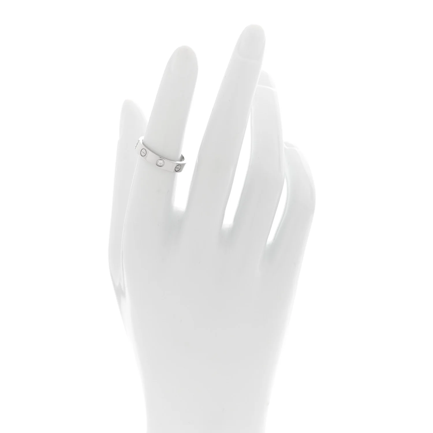 18K White Gold Diamond 4mm LOVE Wedding Band Ring 51 5.75 - Image 2