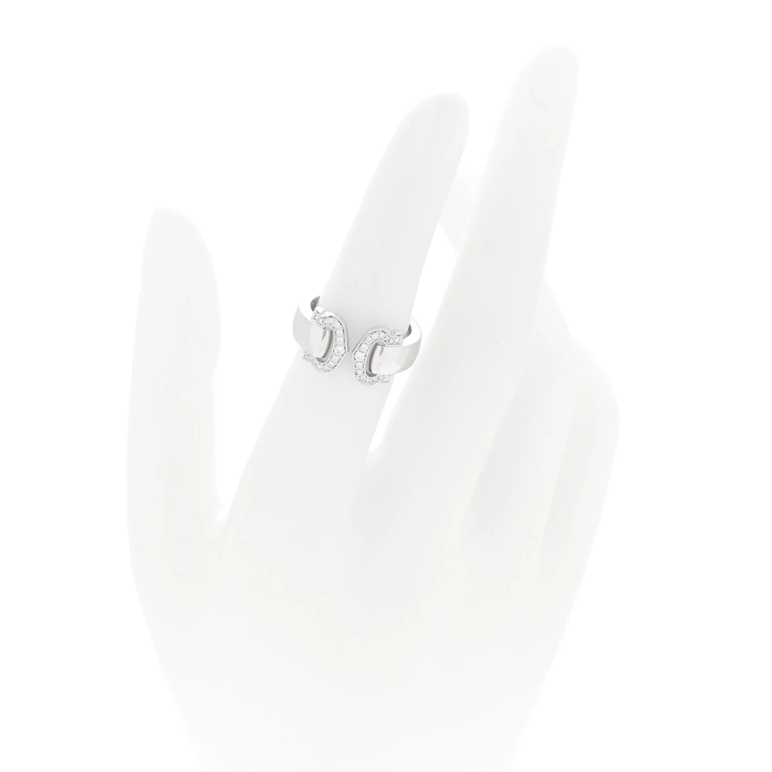 18K White Gold Diamond C De Cartier Ring 51 5.75 - Image 2