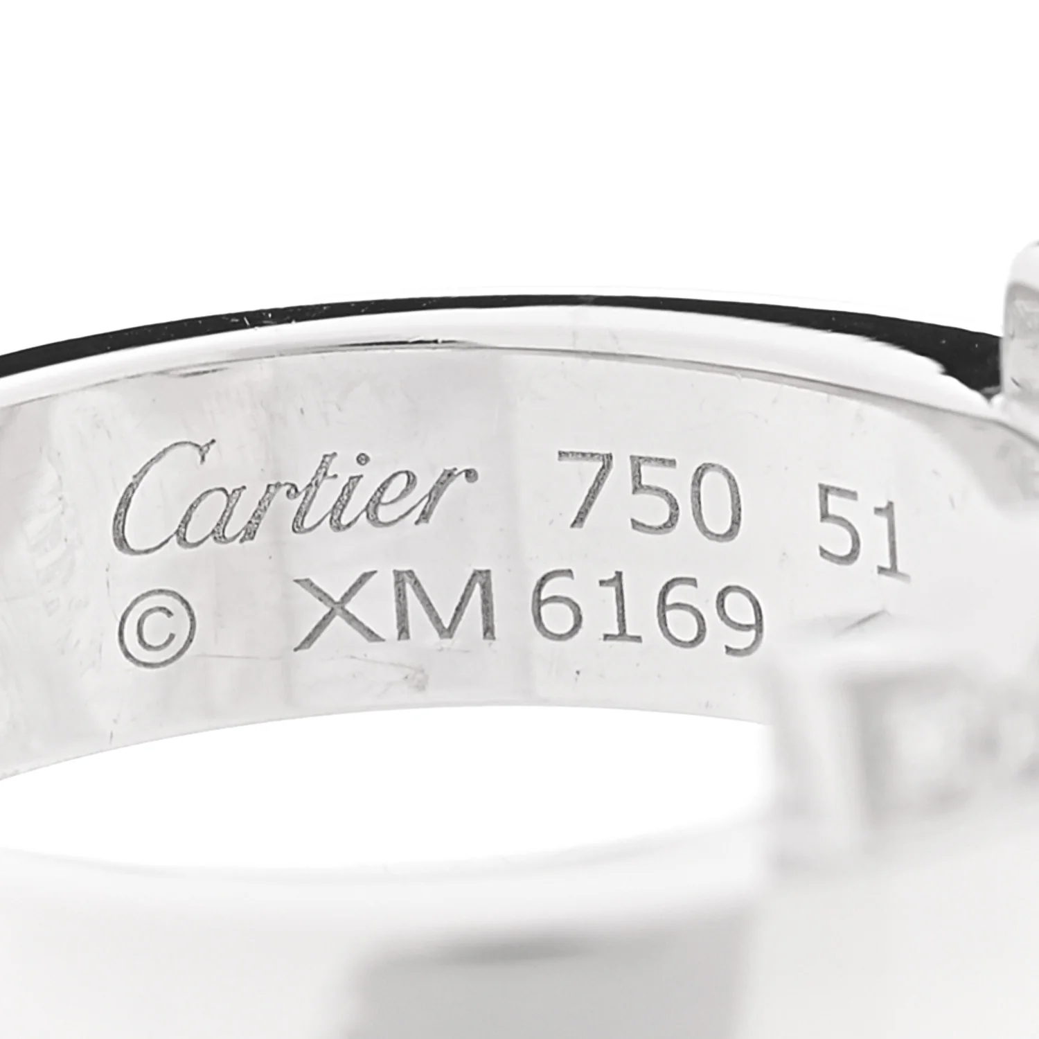 18K White Gold Diamond C De Cartier Ring 51 5.75 - Image 4