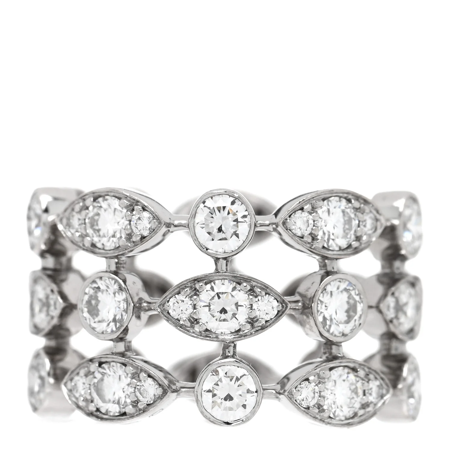 18K White Gold Diamond Diadea 3 Row Ring 54 7 - Image 3