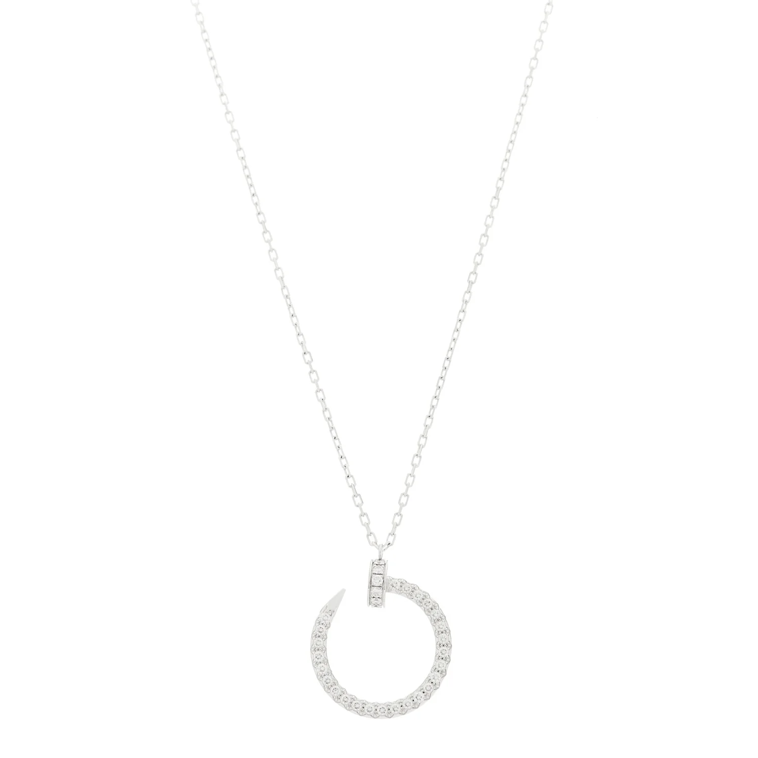 18K White Gold Diamond Juste Un Clou Paved Pendant Necklace