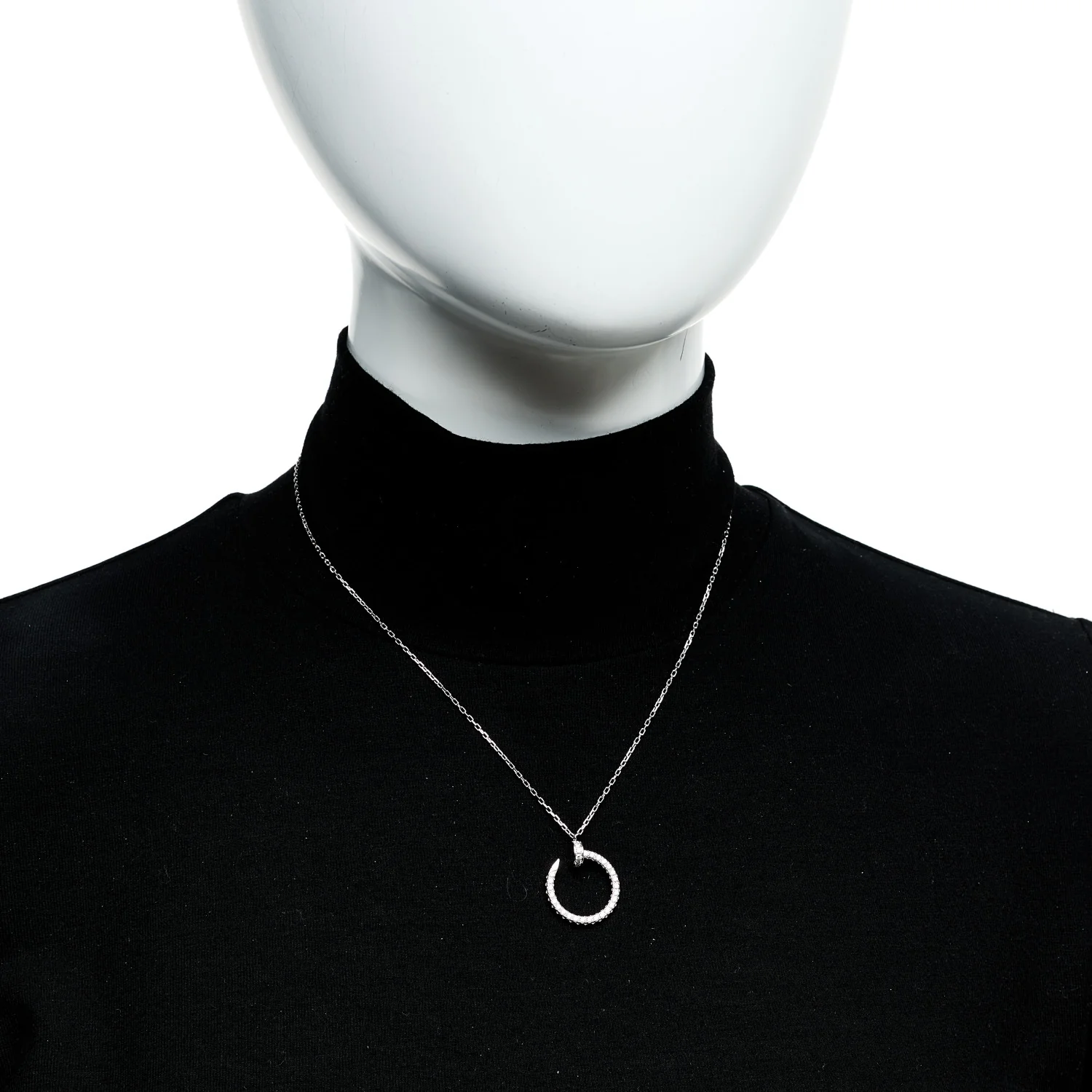 18K White Gold Diamond Juste Un Clou Paved Pendant Necklace - Image 2