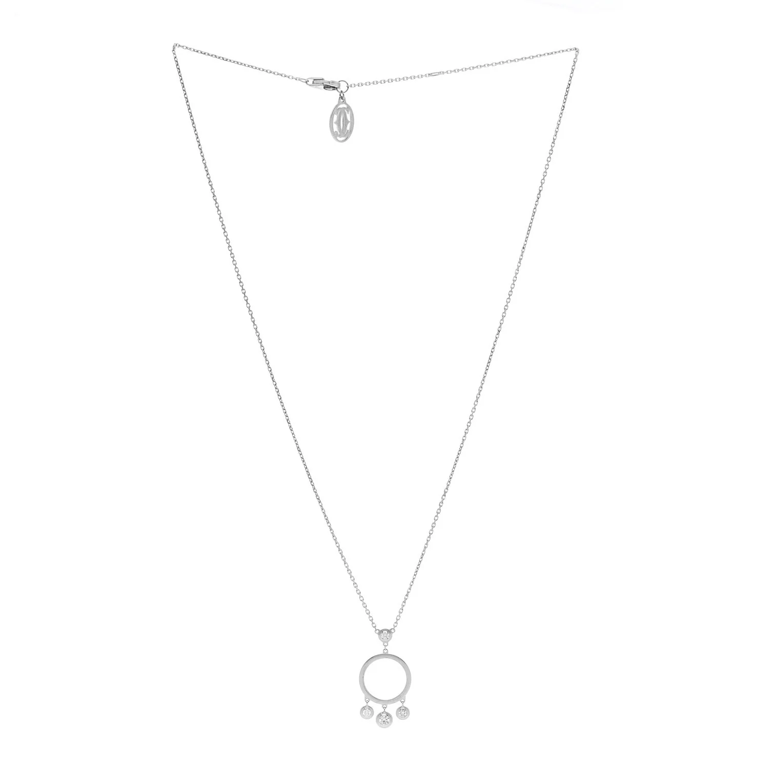 18K White Gold Diamond Legers Drop Necklace - Image 3