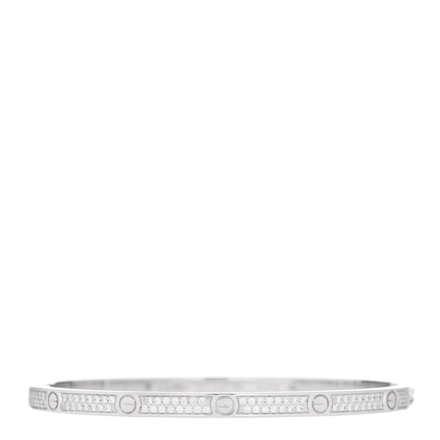 18K White Gold Diamond Small LOVE Paved Bracelet 17