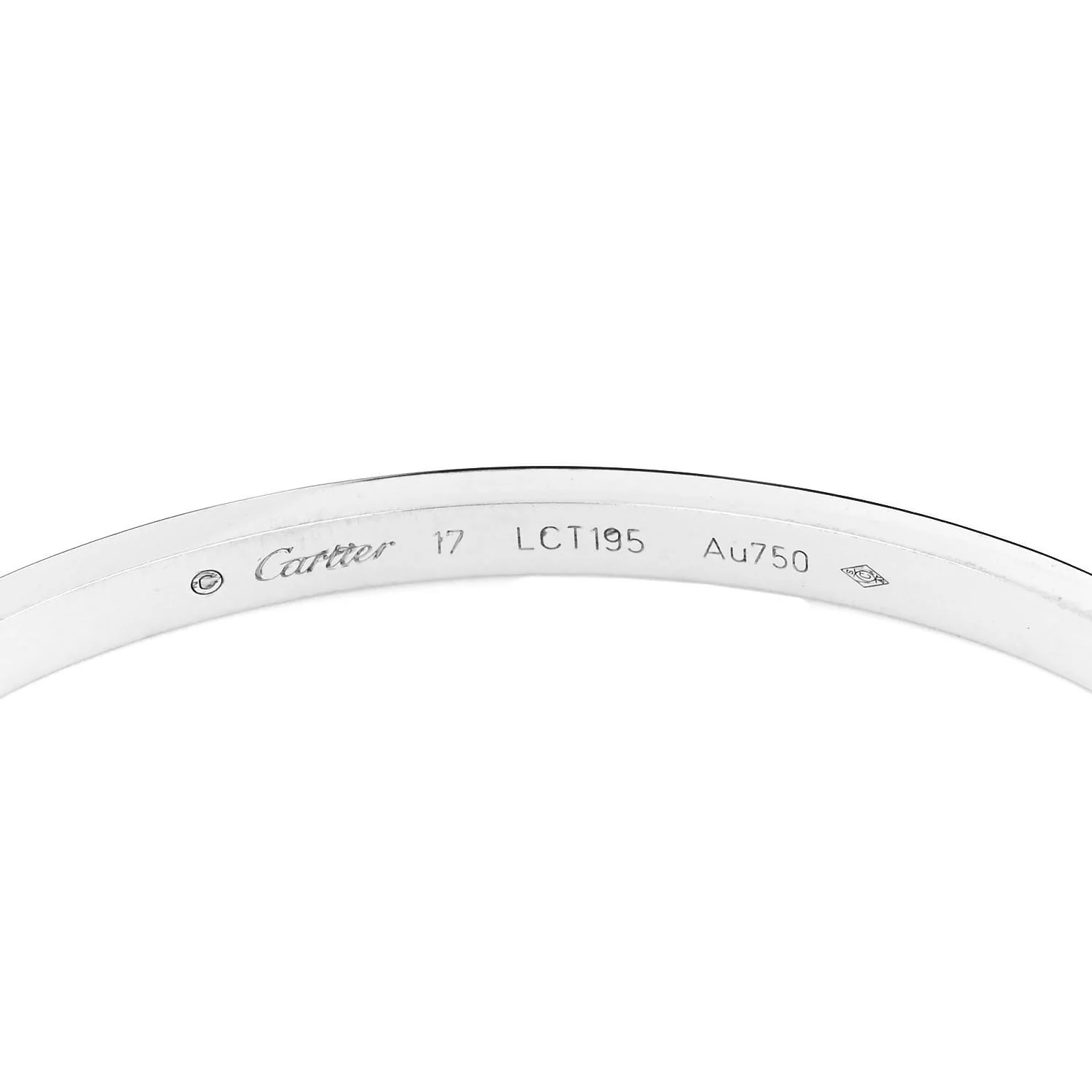 18K White Gold Diamond Small LOVE Paved Bracelet 17 - Image 6
