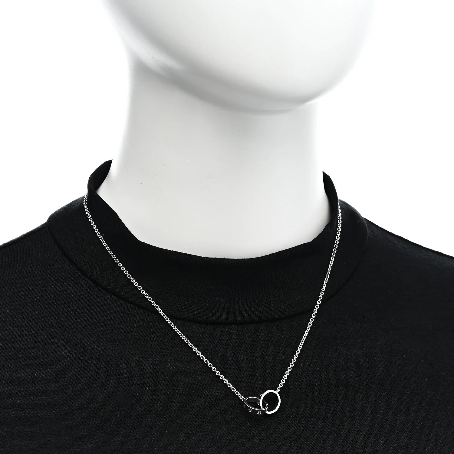 18K White Gold Interlocking LOVE Necklace - Image 2