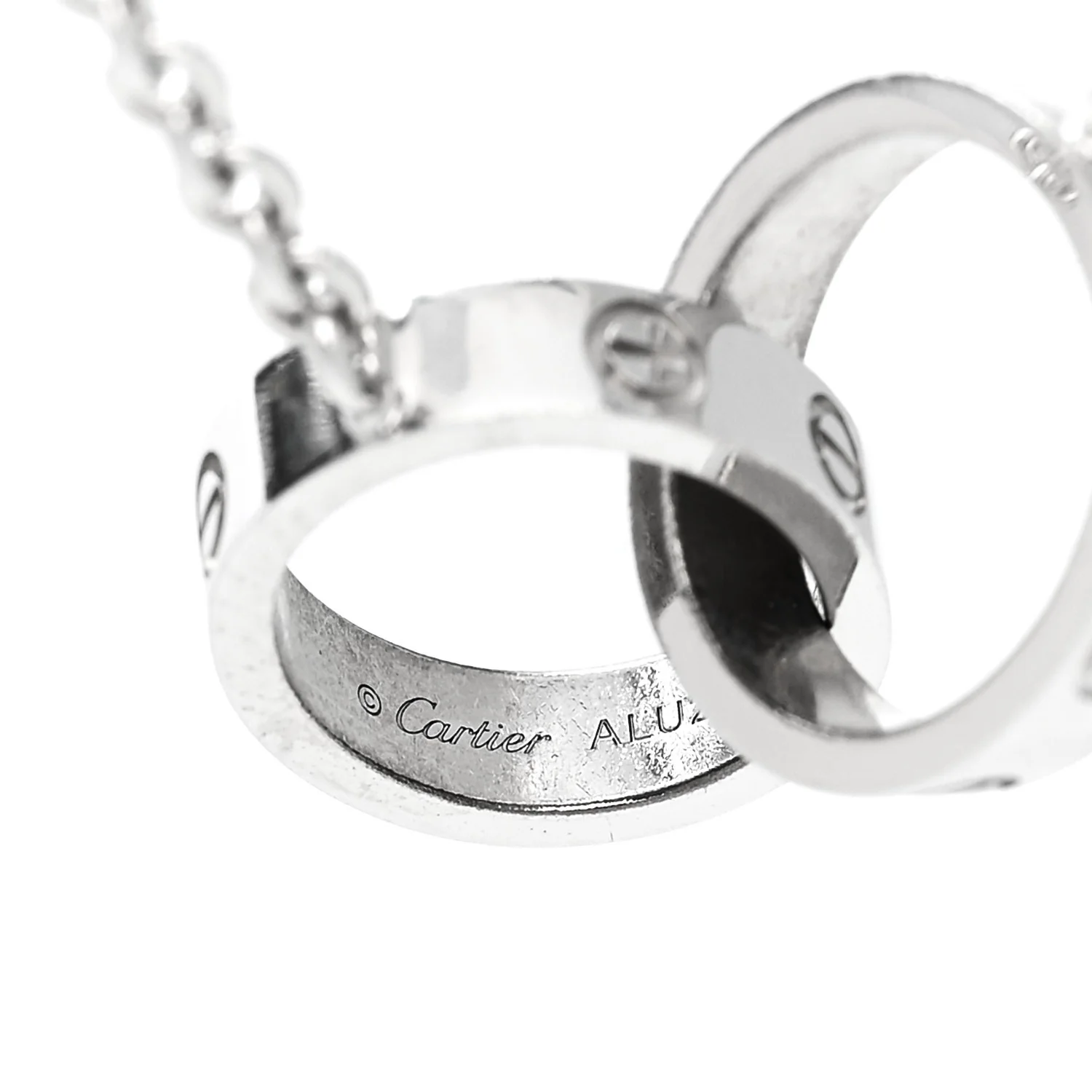 18K White Gold Interlocking LOVE Necklace - Image 4