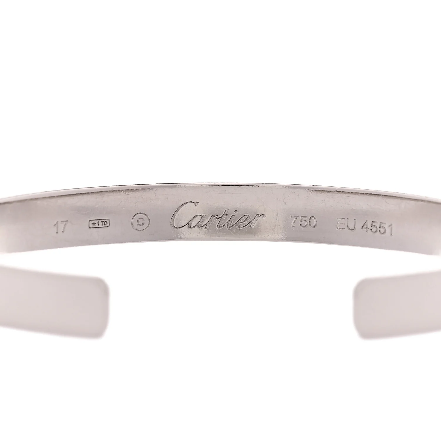 18K White Gold LOVE Cuff Bracelet 17 - Image 3