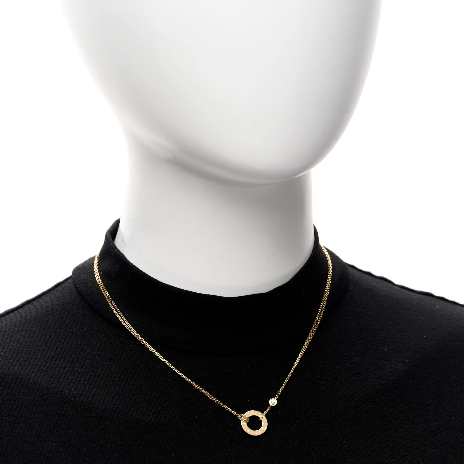 18K Yellow Gold 2 Diamond LOVE Necklace - Image 2