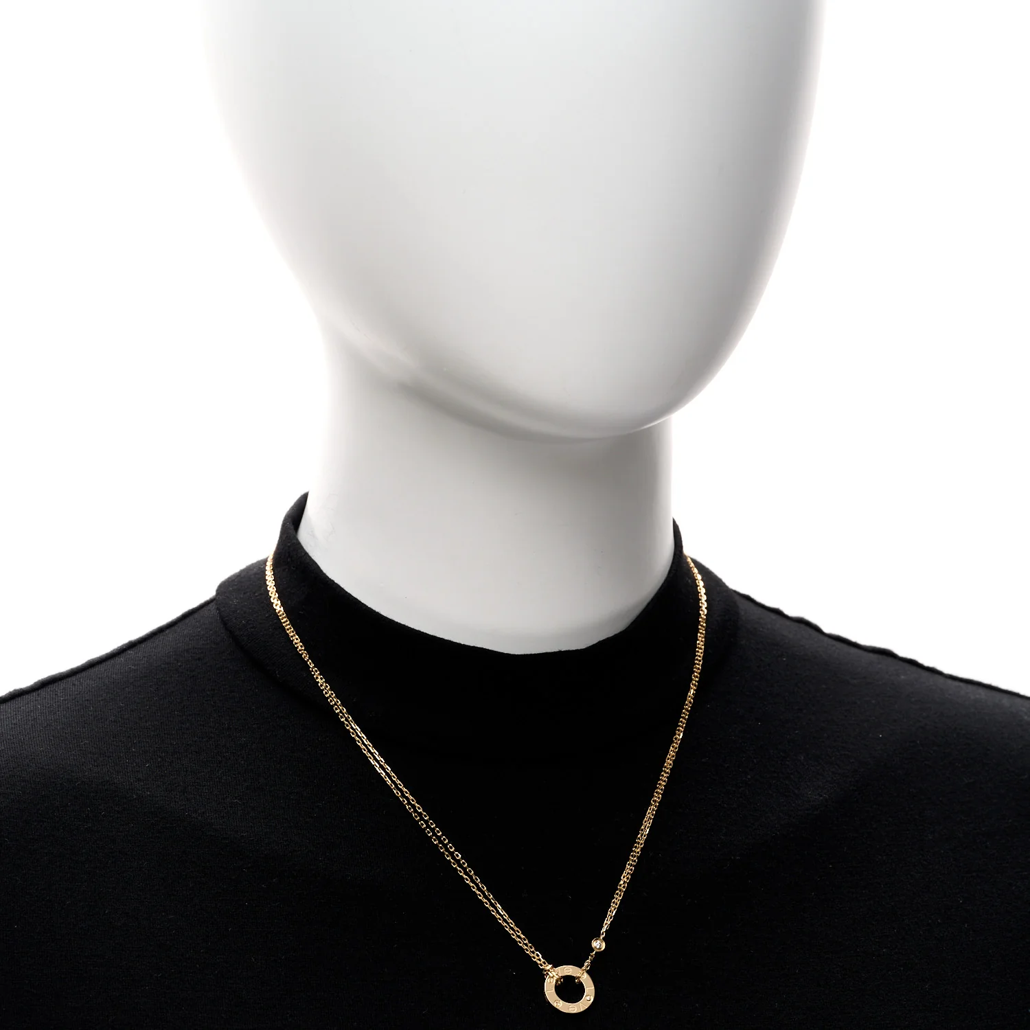 18K Yellow Gold 2 Diamond LOVE Necklace - Image 2