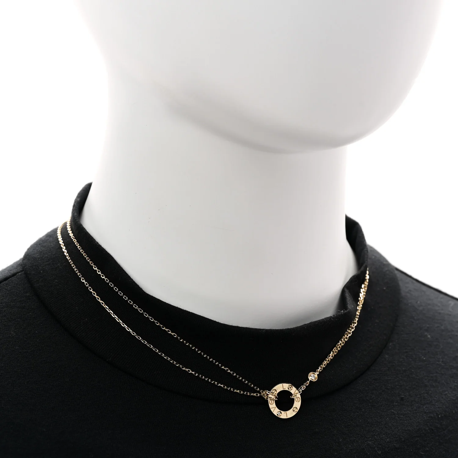 18K Yellow Gold 2 Diamond LOVE Necklace - Image 2