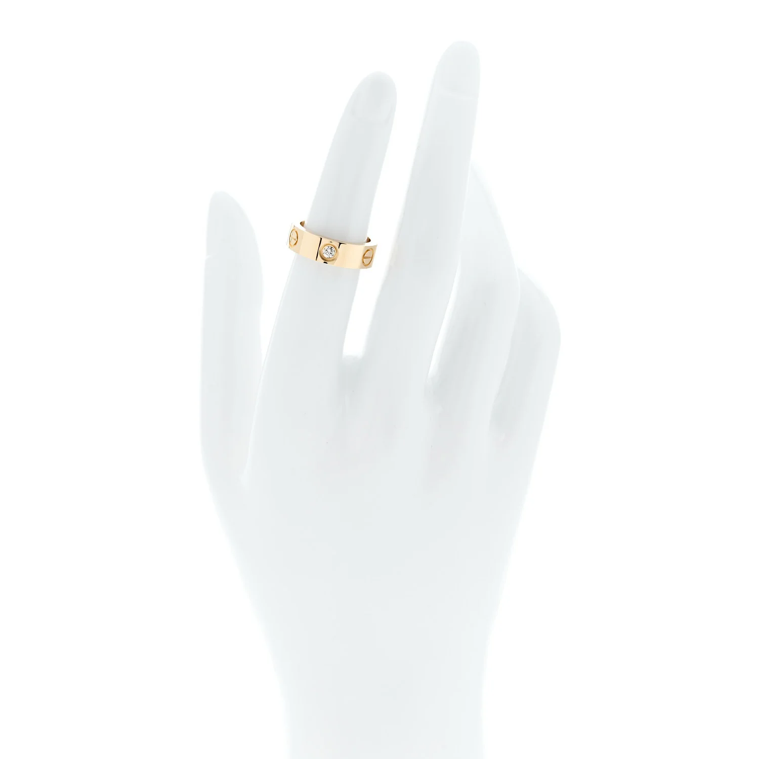 18K Yellow Gold 3 Diamond 5.5mm LOVE Ring 50 5.25 - Image 2