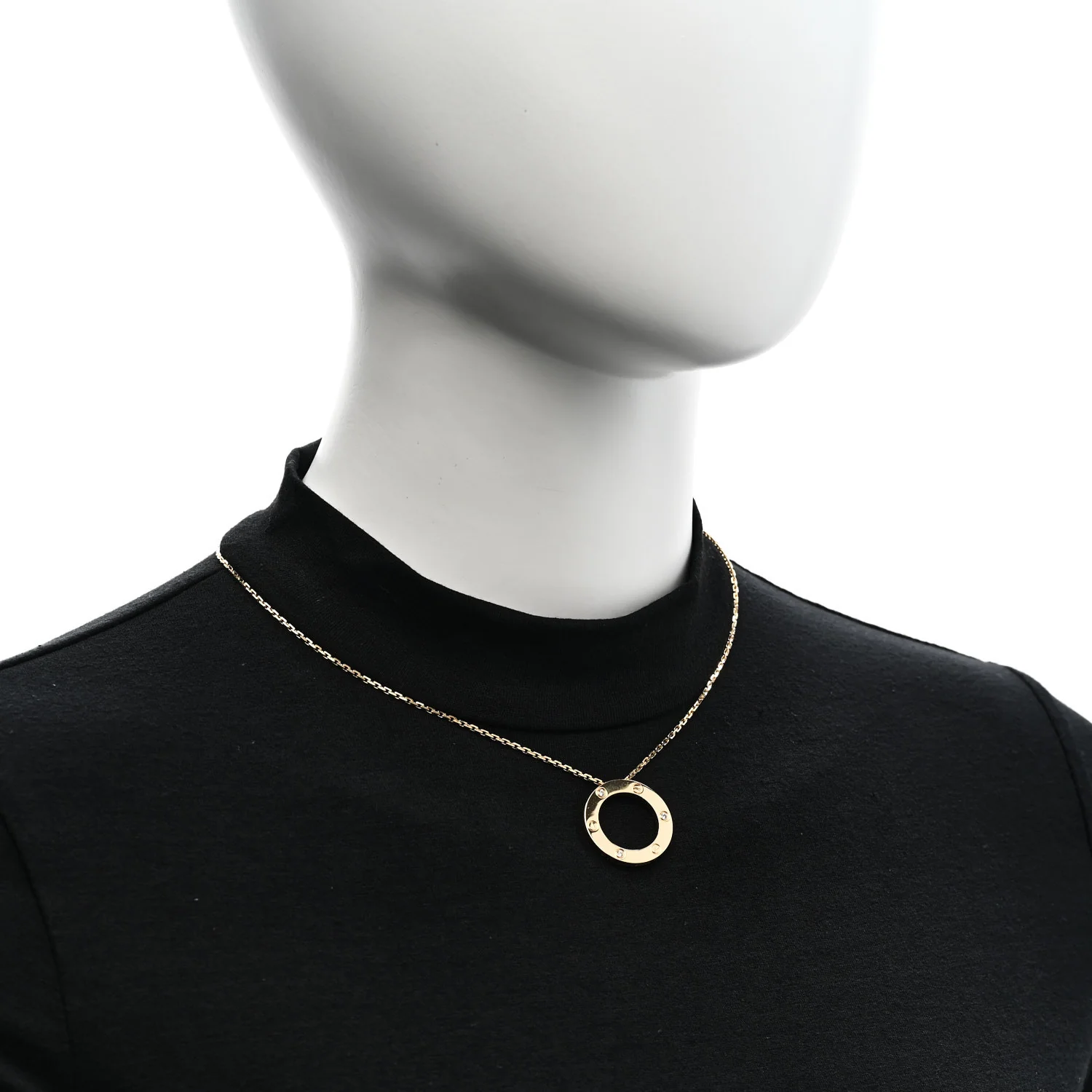 18K Yellow Gold 3 Diamonds LOVE Pendant Necklace - Image 2