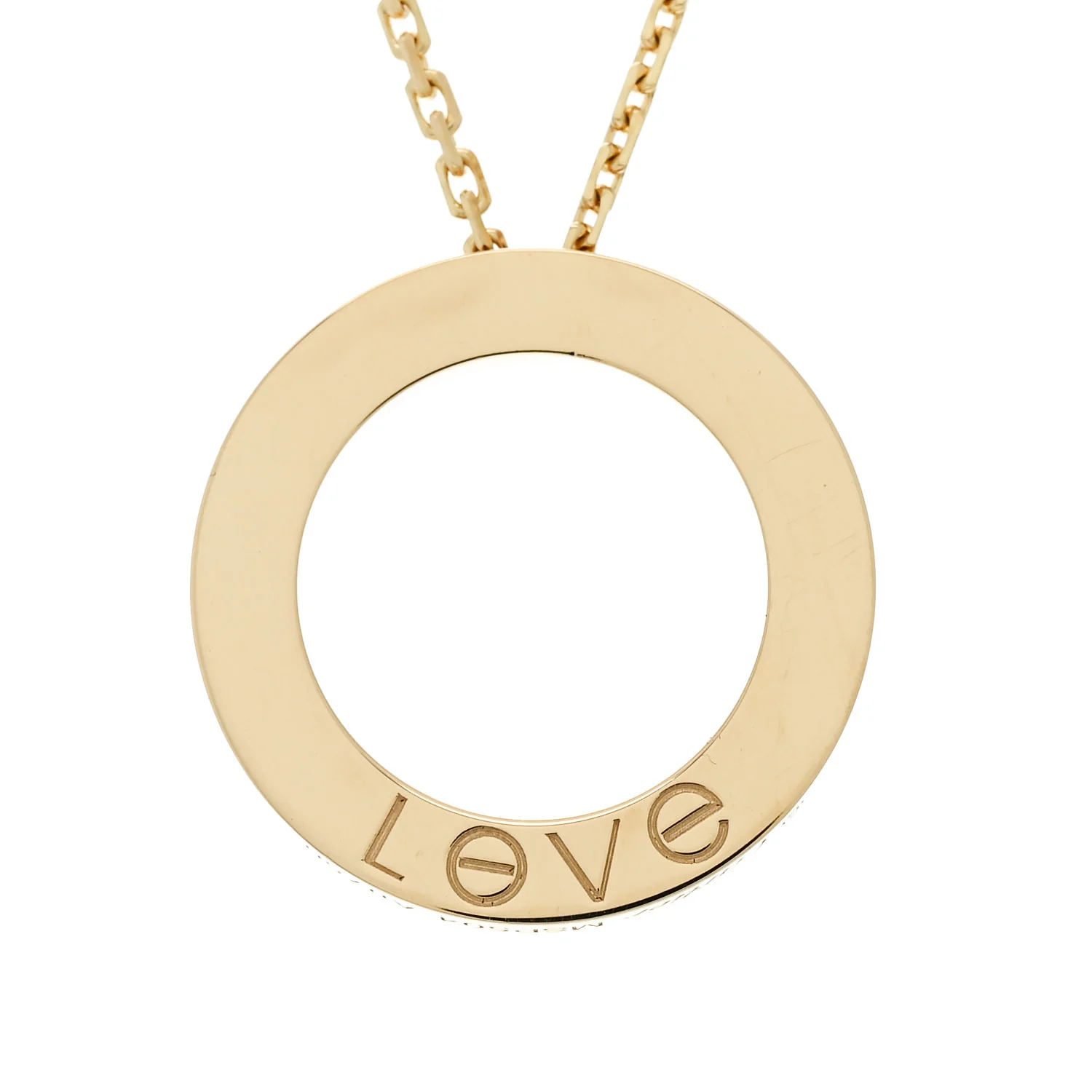 18K Yellow Gold 3 Diamonds LOVE Pendant Necklace - Image 5