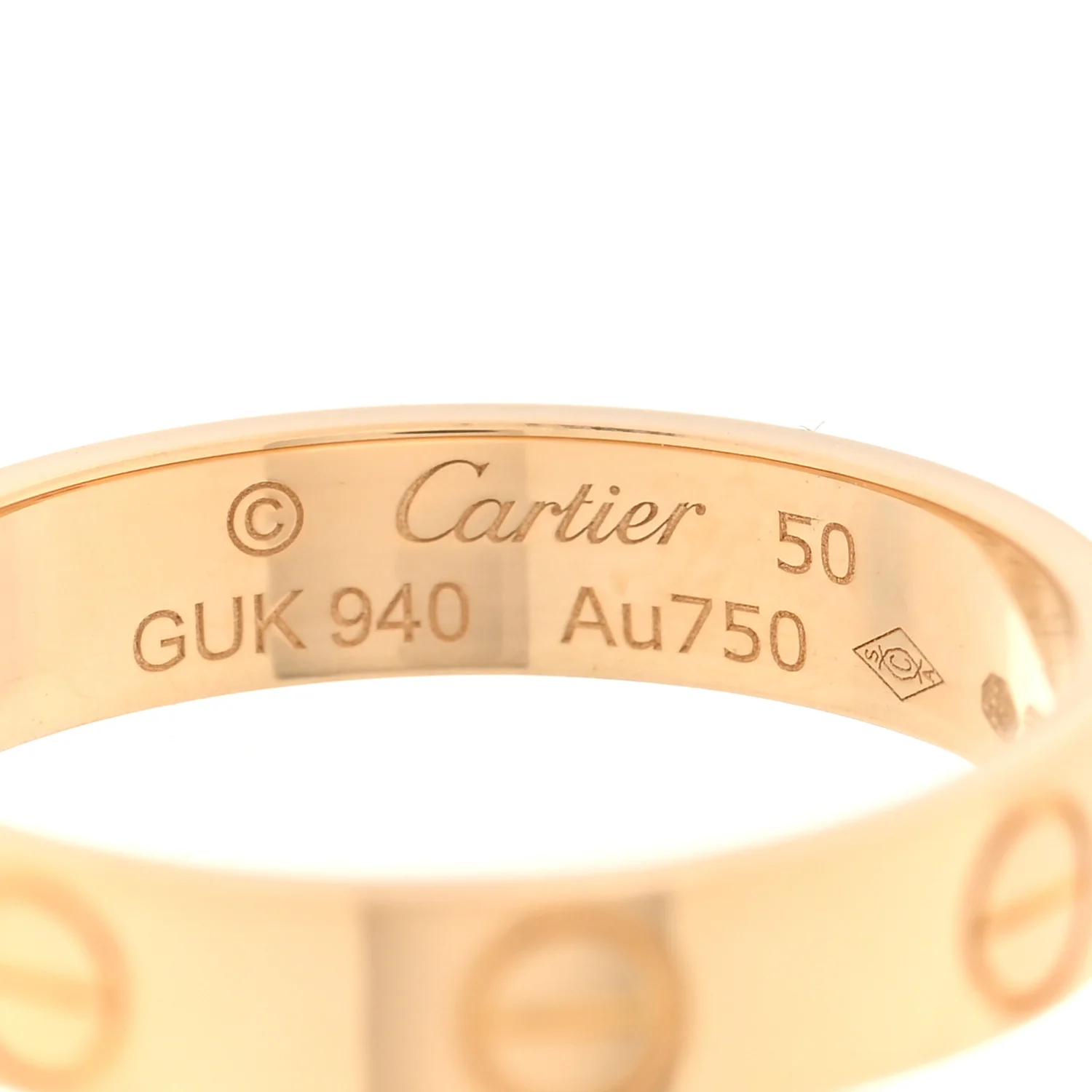 18K Yellow Gold 3.5mm LOVE Wedding Band Ring 50 5.25 - Image 4