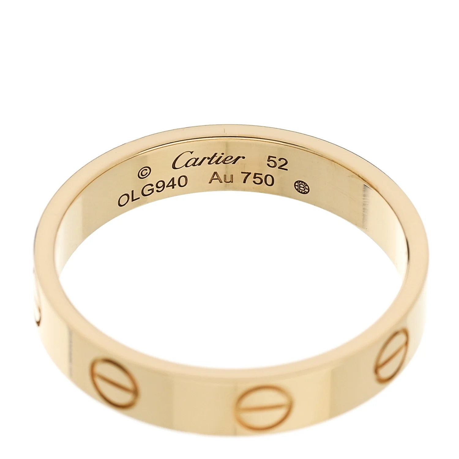 18K Yellow Gold 3.5mm LOVE Wedding Band Ring 52 6 - Image 4