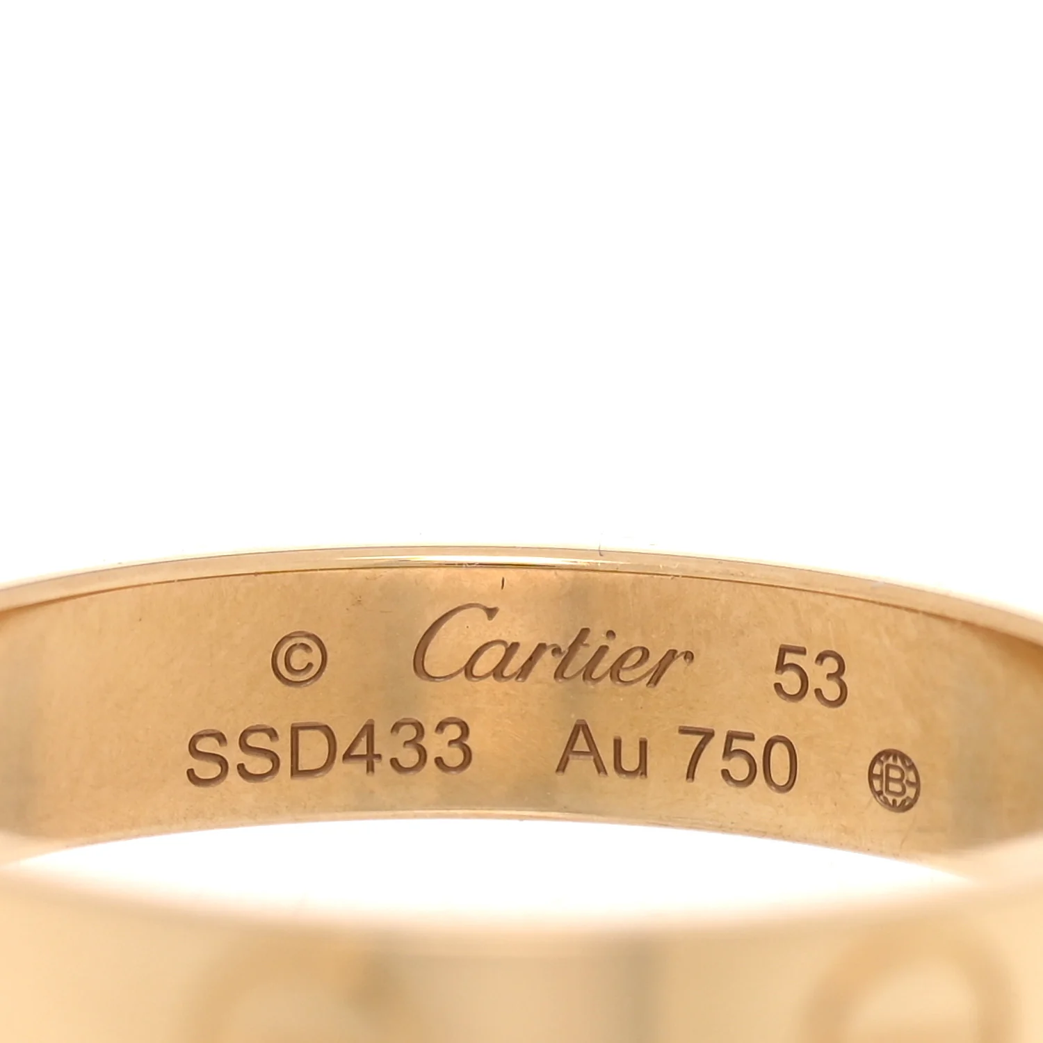 18K Yellow Gold 3.5mm LOVE Wedding Band Ring 53 6.5 - Image 4