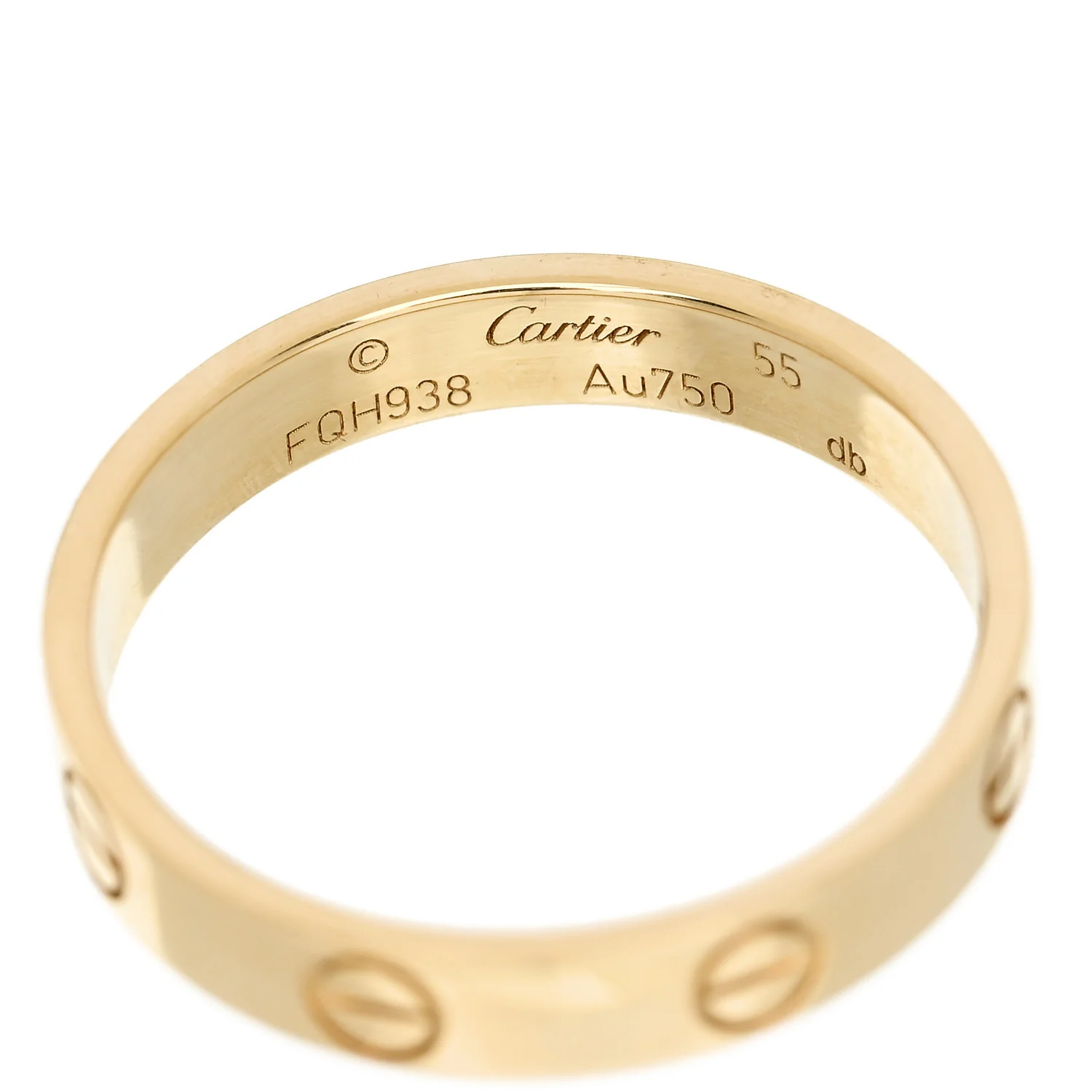 18K Yellow Gold 3.5mm LOVE Wedding Band Ring 55 7.25 - Image 4