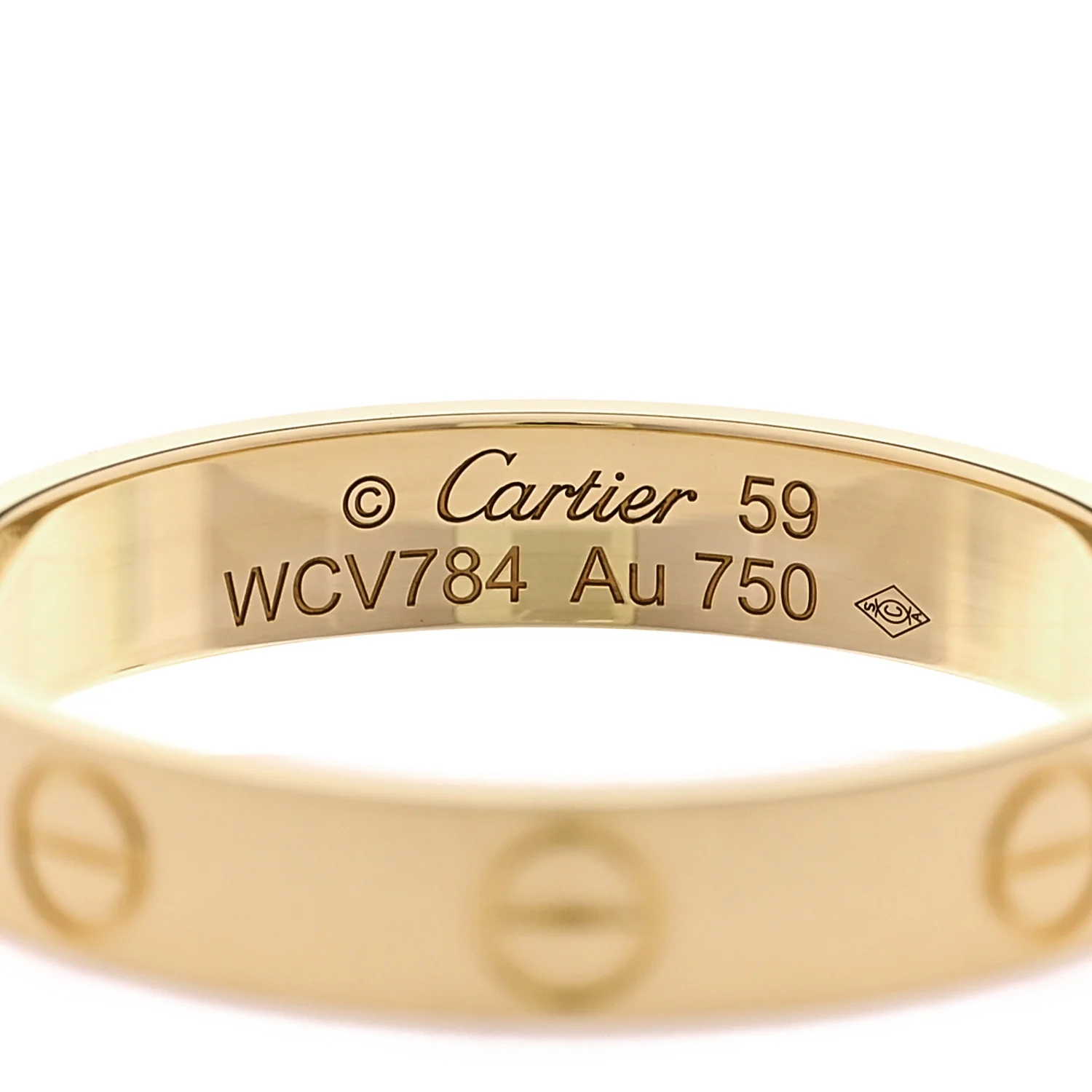 18K Yellow Gold 3.5mm LOVE Wedding Band Ring 59 8.75 - Image 4