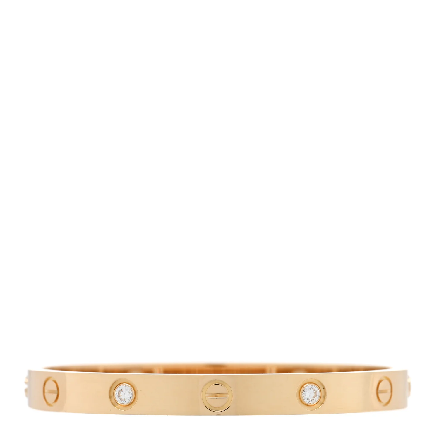 18K Yellow Gold 4 Diamond LOVE Bracelet 16 - Image 2