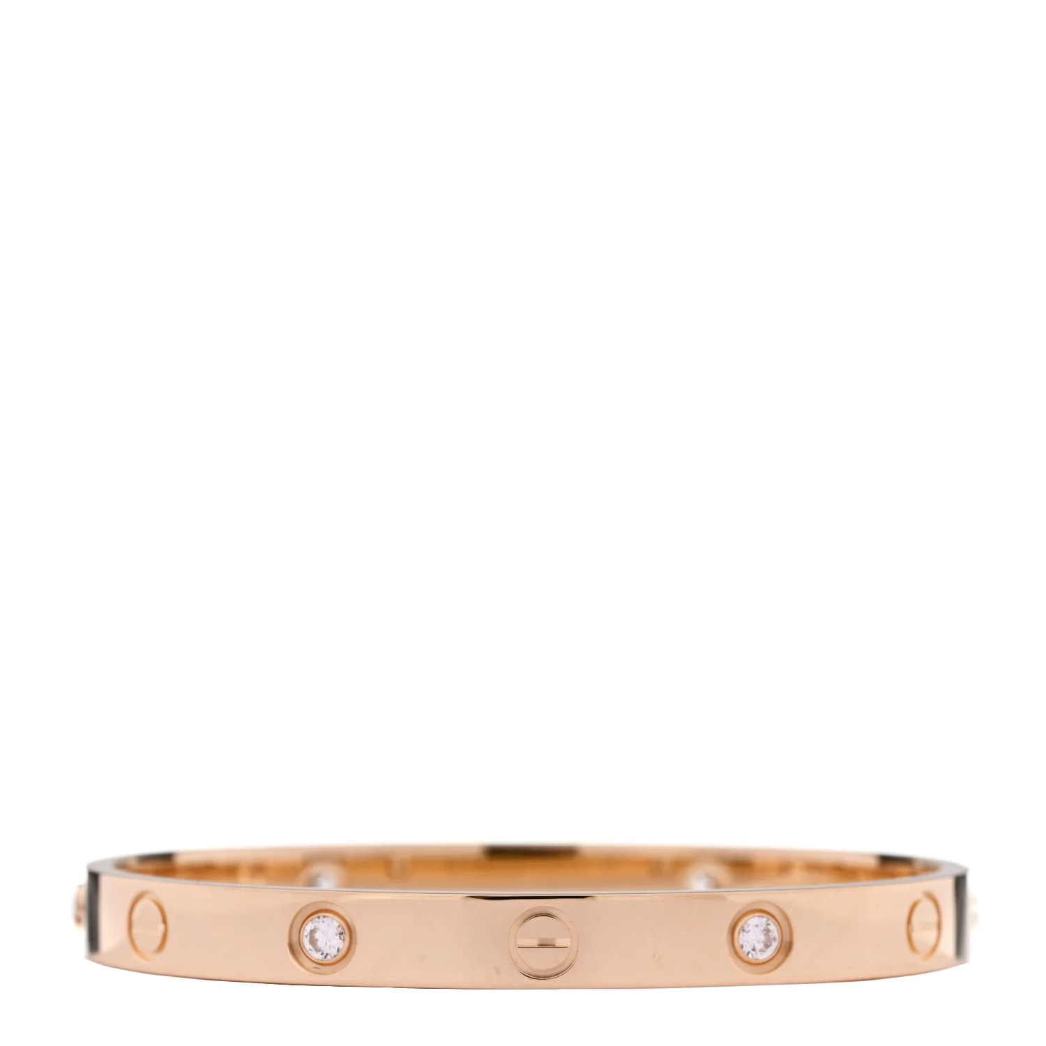 18K Yellow Gold 4 Diamond LOVE Bracelet 16 - Image 2
