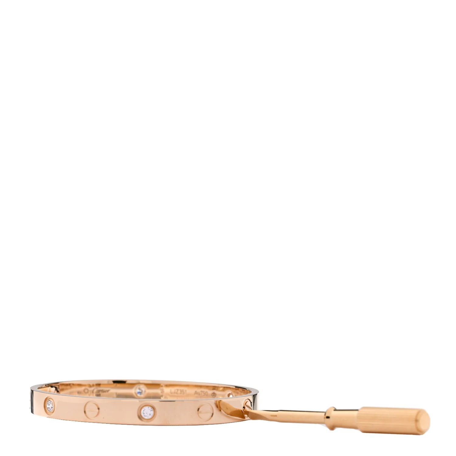 18K Yellow Gold 4 Diamond LOVE Bracelet 16 - Image 3