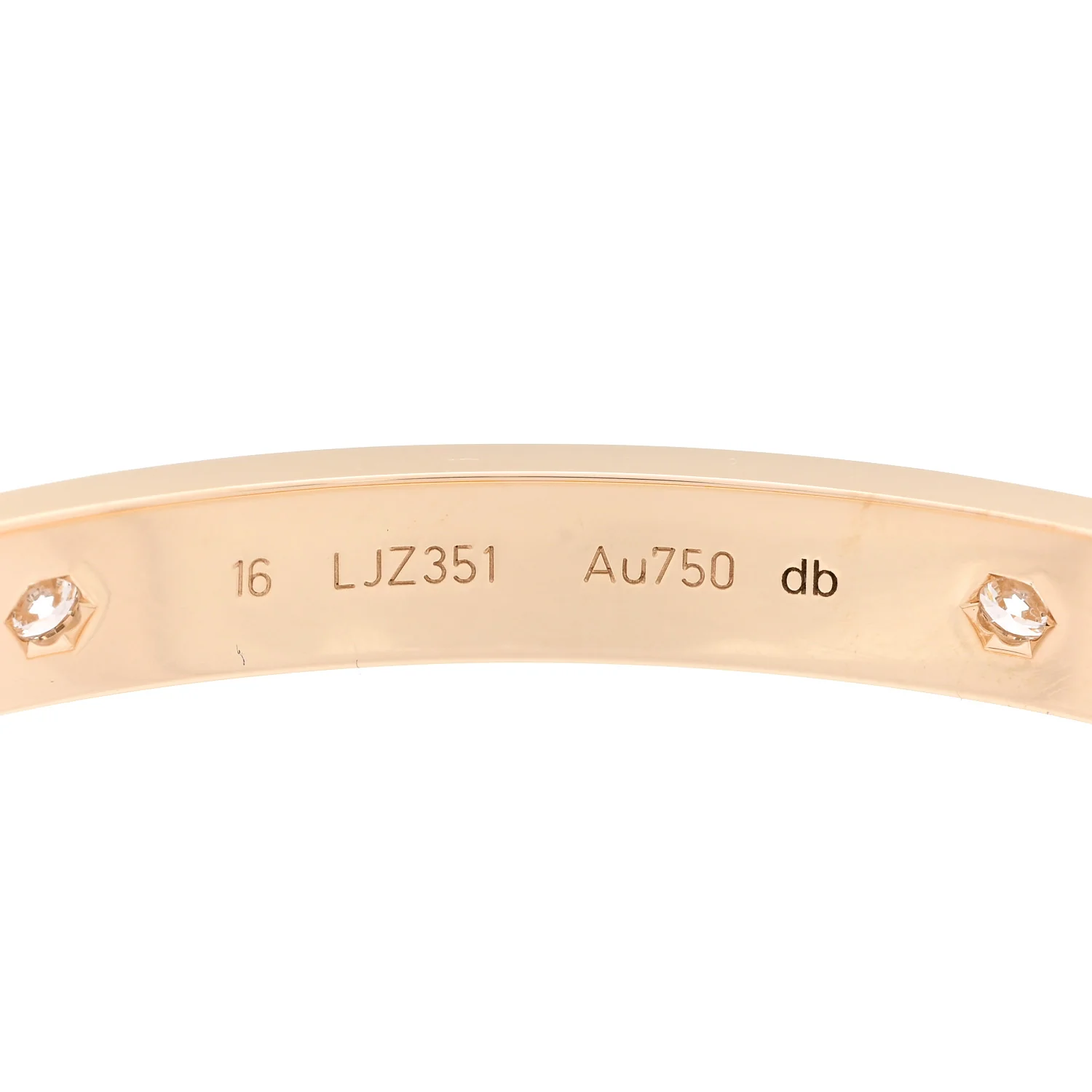 18K Yellow Gold 4 Diamond LOVE Bracelet 16 - Image 6