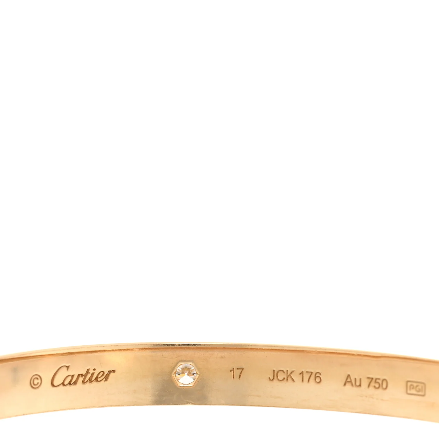 18K Yellow Gold 4 Diamond LOVE Bracelet 17 - Image 3
