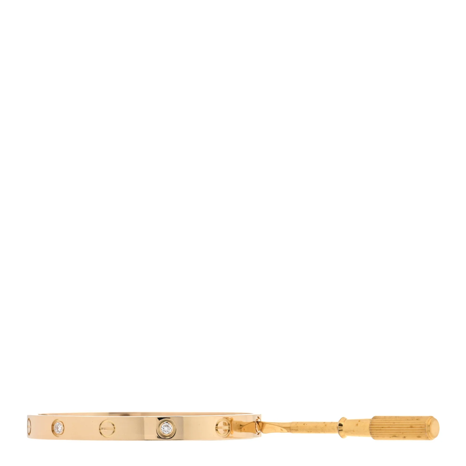 18K Yellow Gold 4 Diamond LOVE Bracelet 17 - Image 6