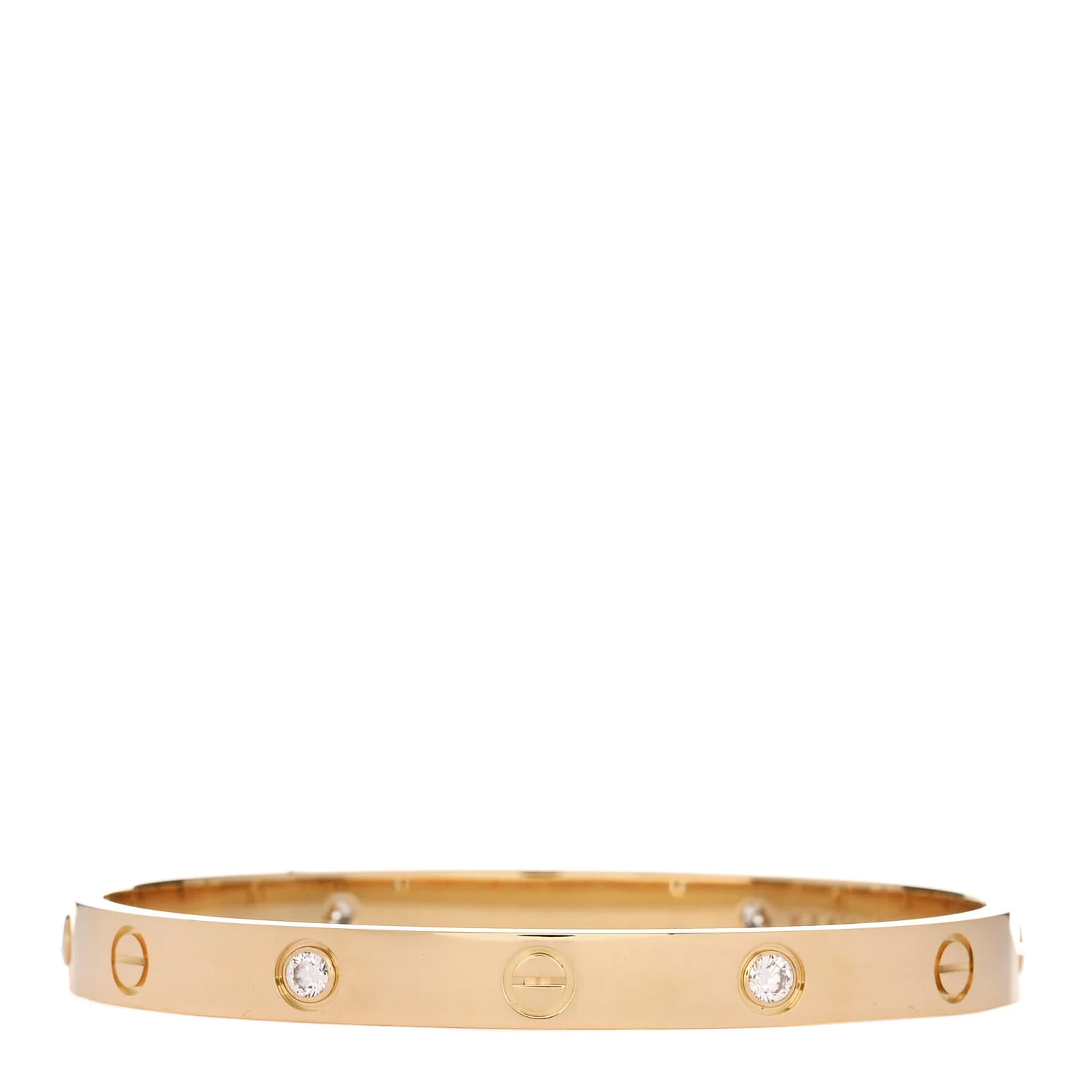 18K Yellow Gold 4 Diamond LOVE Bracelet 17 - Image 2