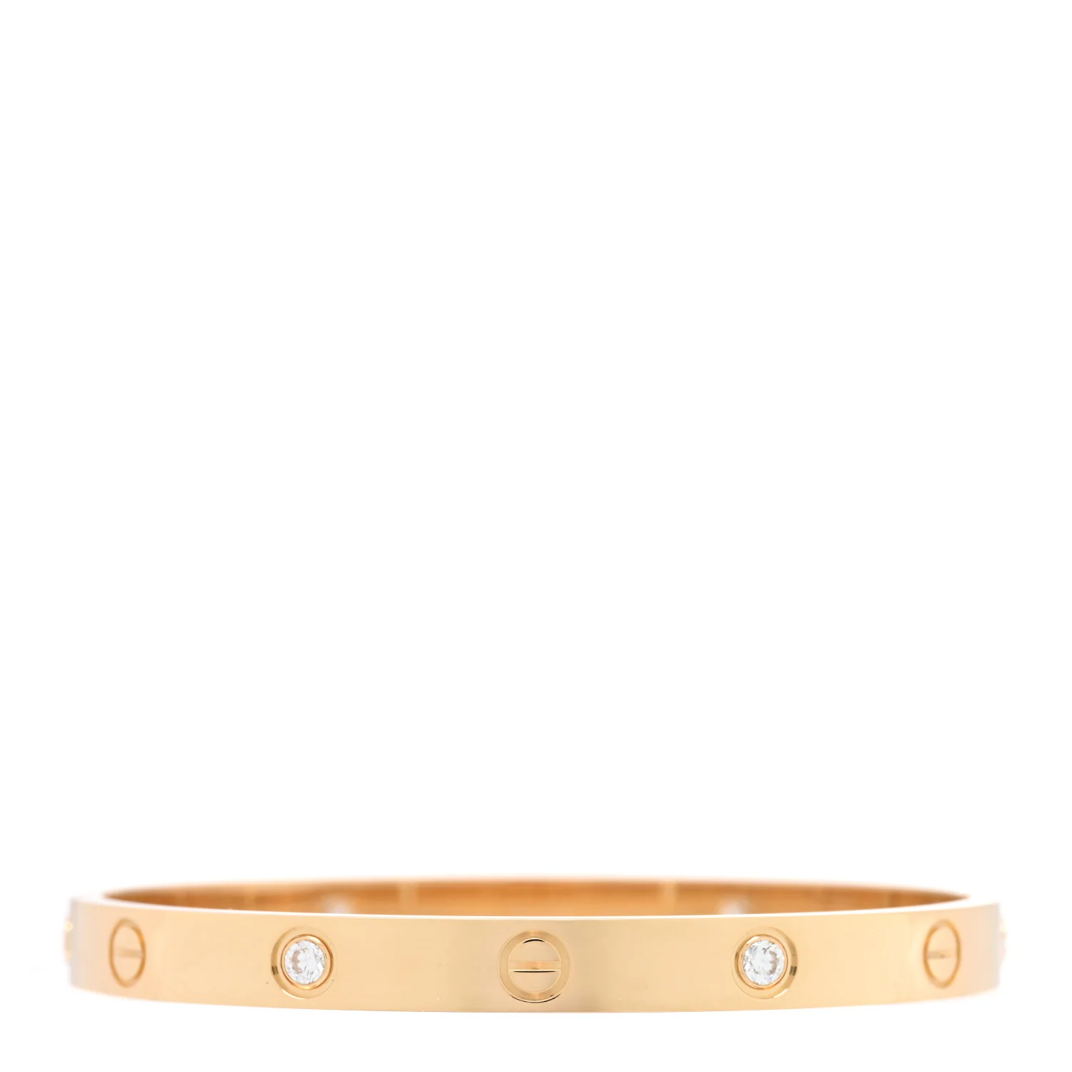 18K Yellow Gold 4 Diamond LOVE Bracelet 17 - Image 2