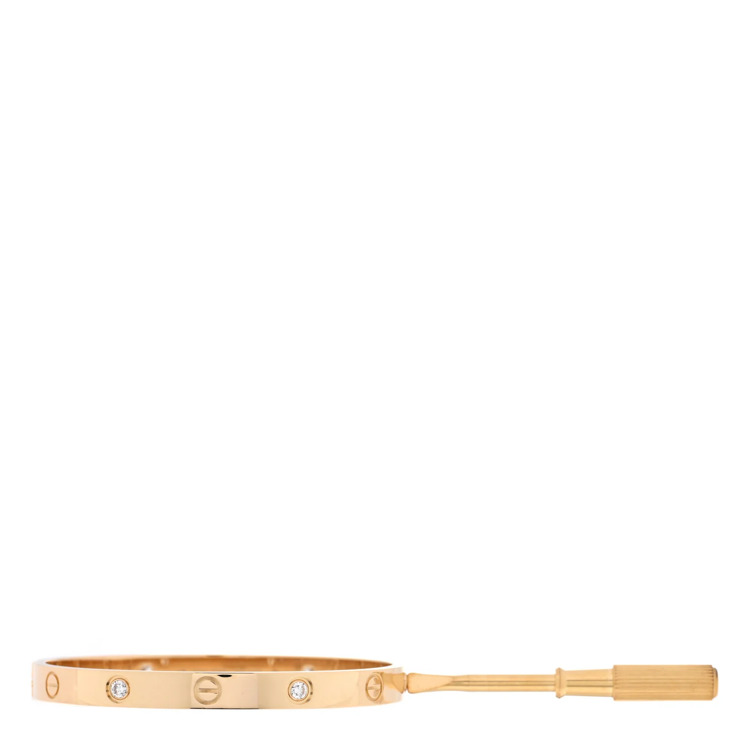 18K Yellow Gold 4 Diamond LOVE Bracelet 17 - Image 6