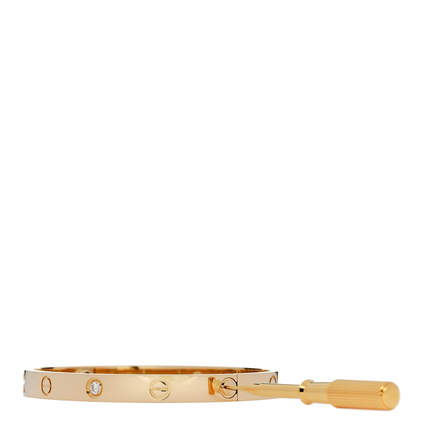 18K Yellow Gold 4 Diamond LOVE Bracelet 18 - Image 3