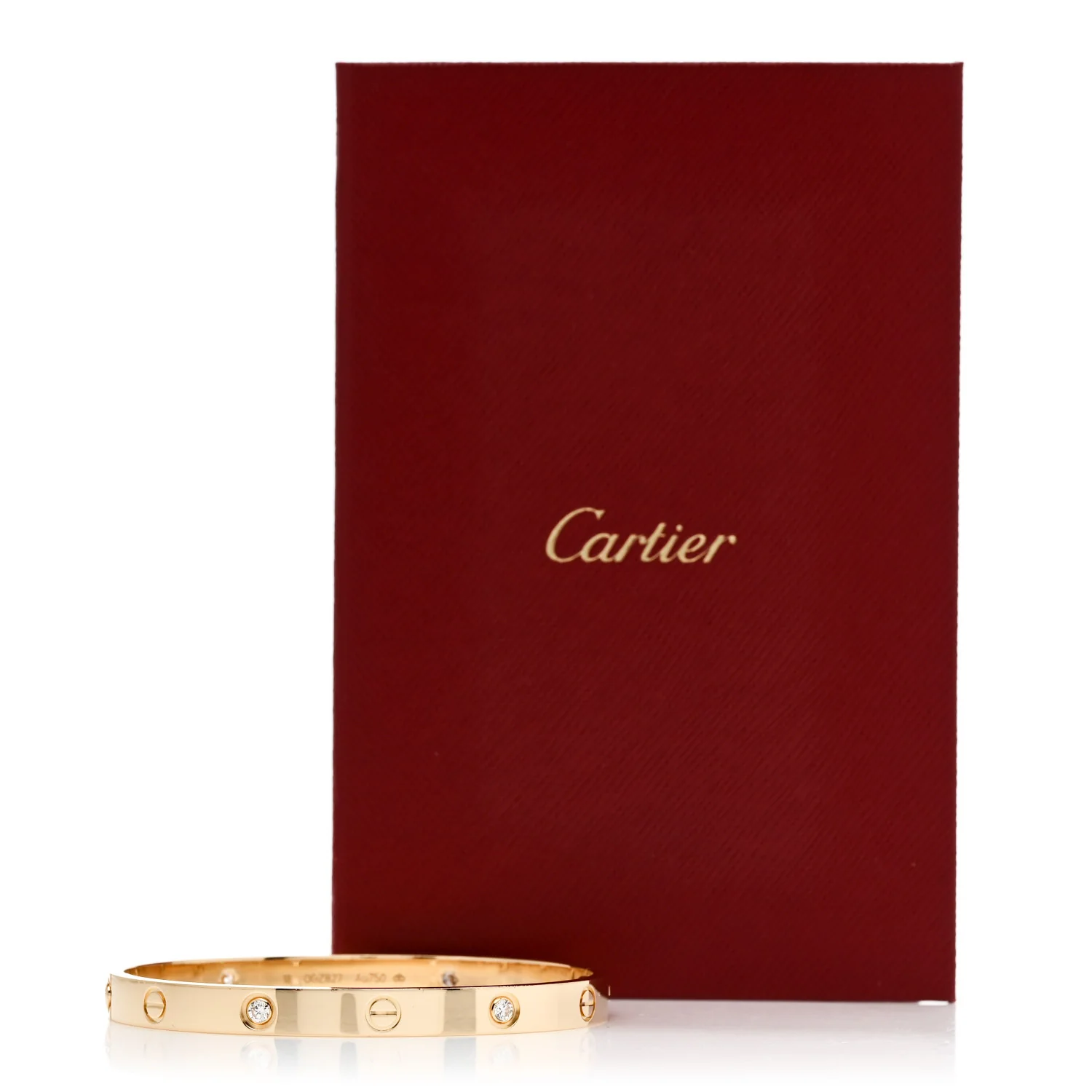 18K Yellow Gold 4 Diamond LOVE Bracelet 18 - Image 9