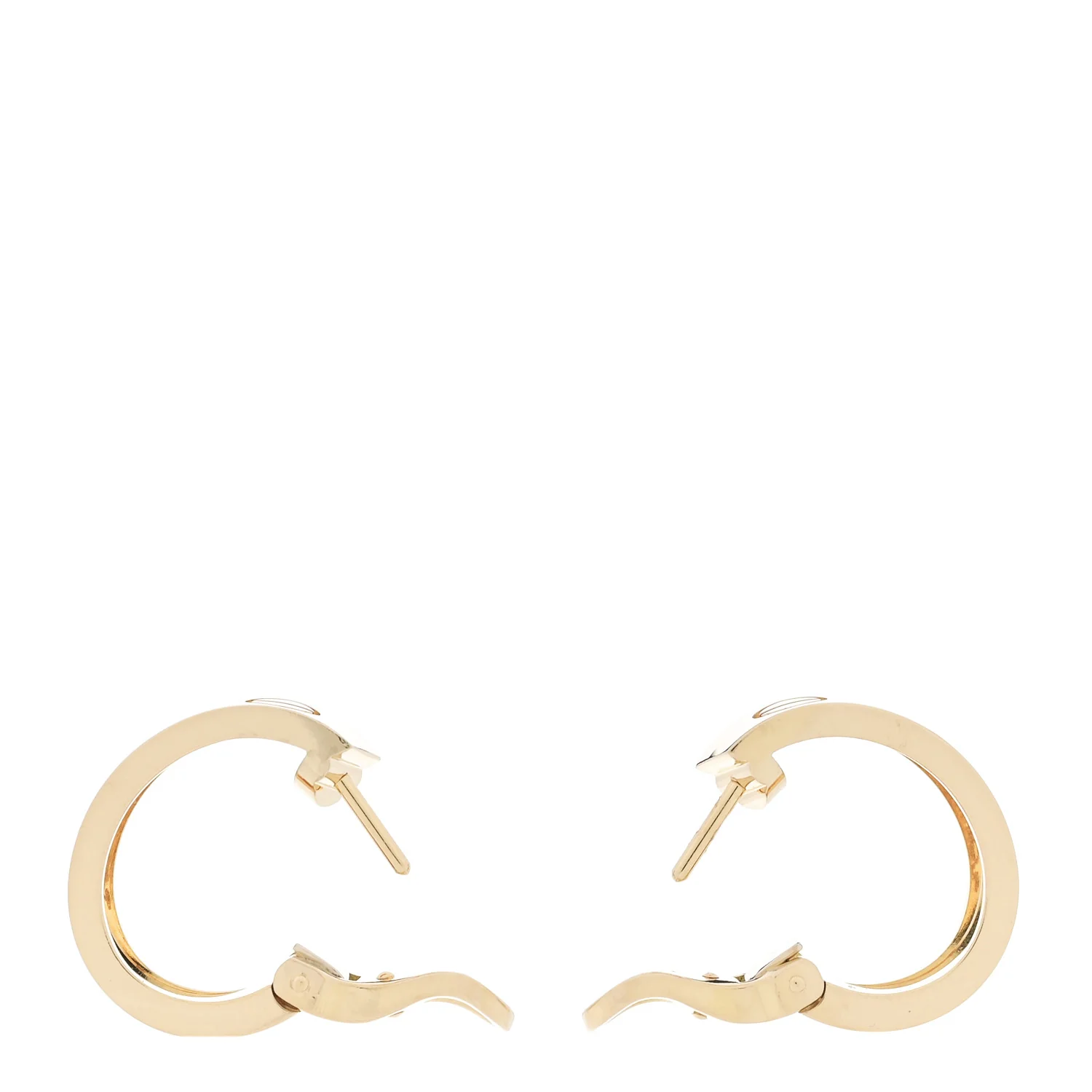 18K Yellow Gold 5.5mm LOVE French Clip Hoop Earrings - Image 3
