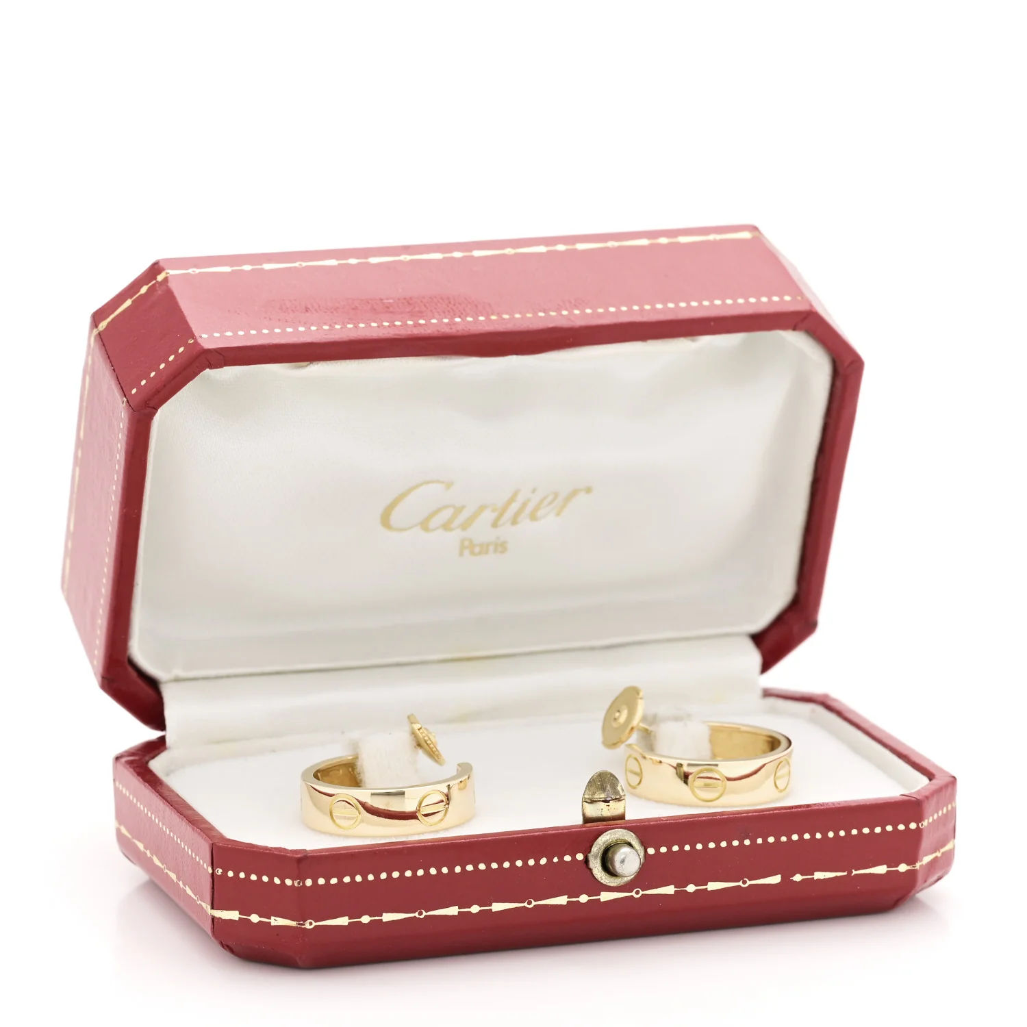 18K Yellow Gold 5.5mm LOVE Hoop Earrings - Image 5