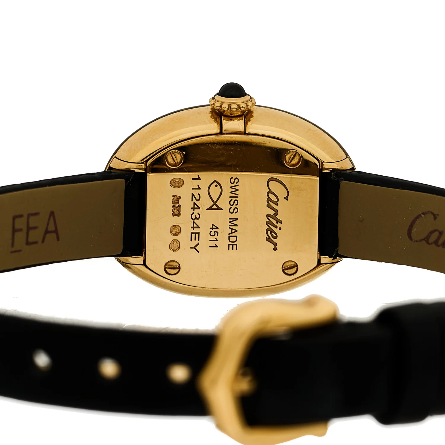 18K Yellow Gold Calfskin 18mm Baignoire Quartz Watch - Image 4