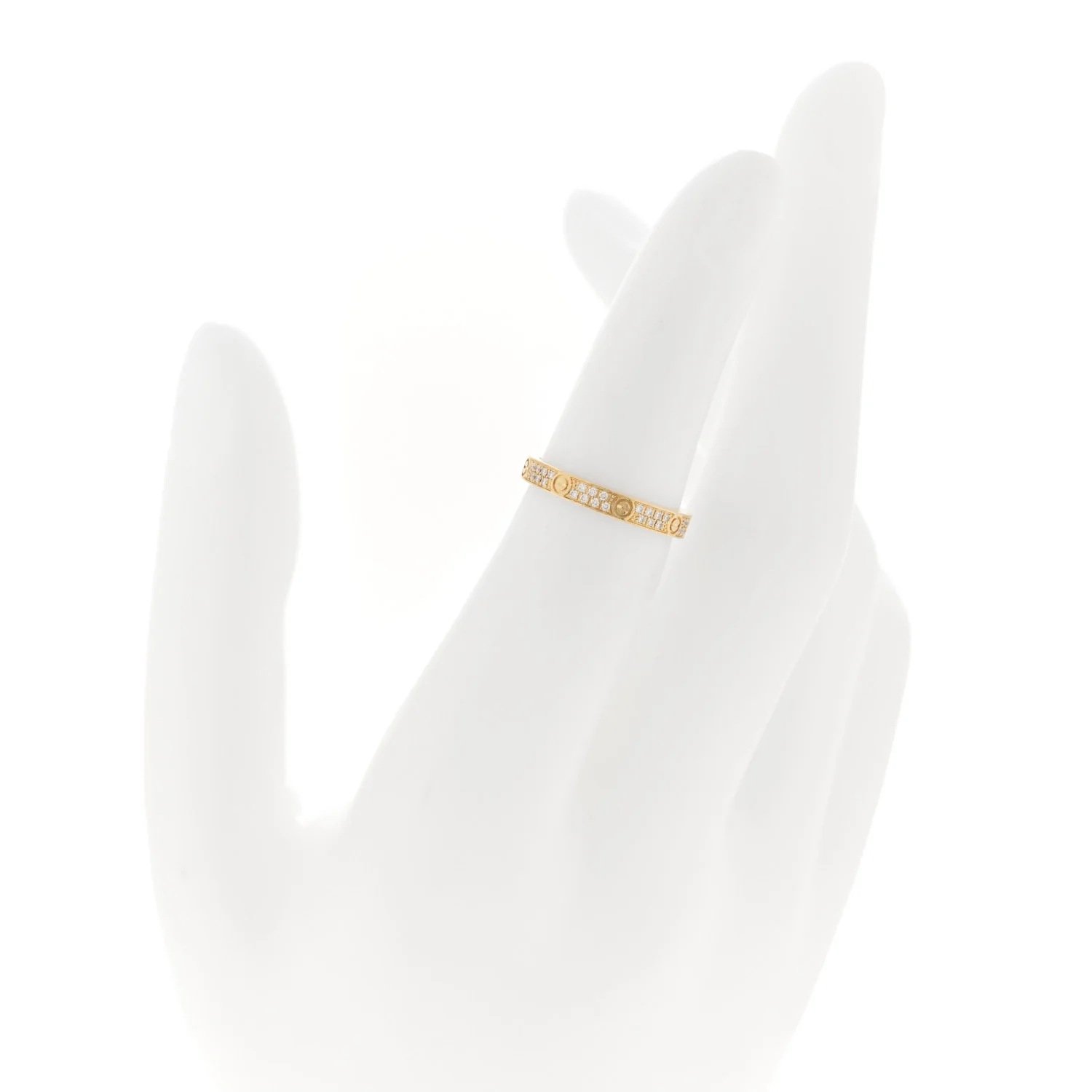18K Yellow Gold Diamond 2.6mm LOVE Paved Band Ring 48 4.5 - Image 2